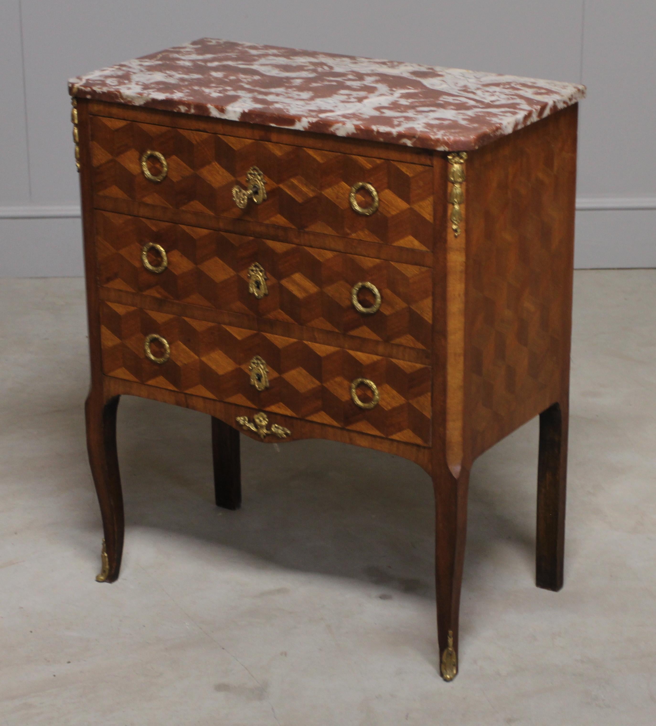 19th Century French Parquetry Chest of Drawers  For Sale 2