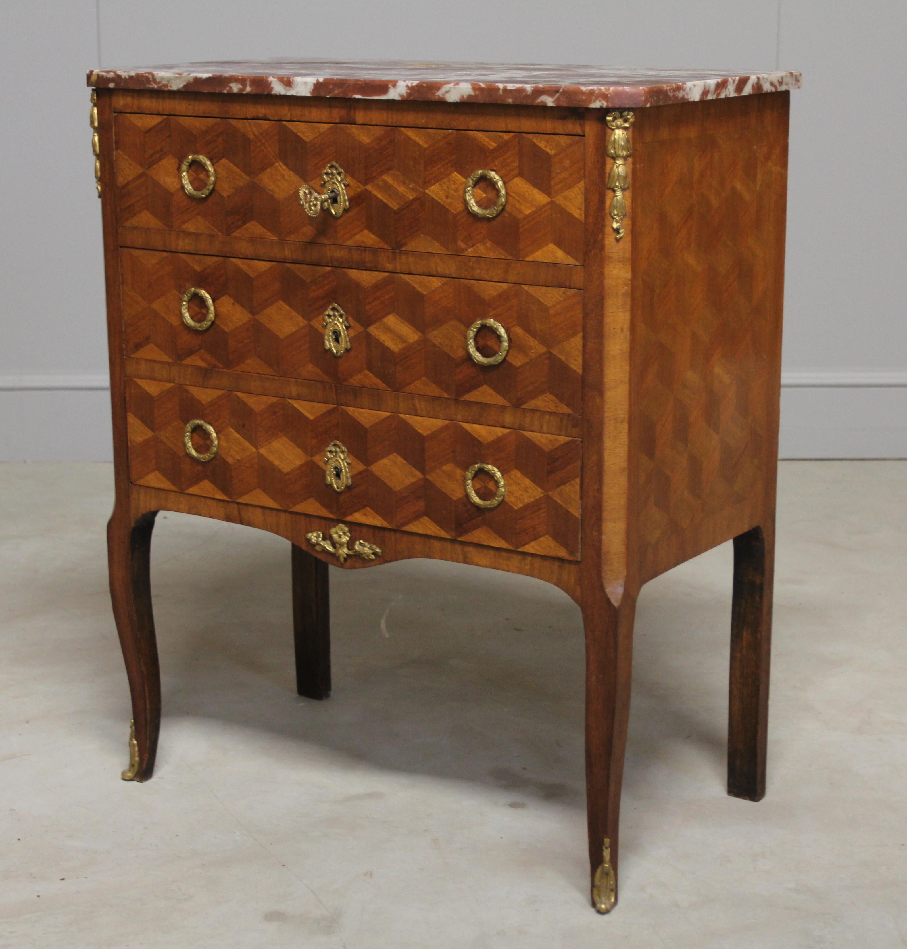 19th Century French Parquetry Chest of Drawers  For Sale 3