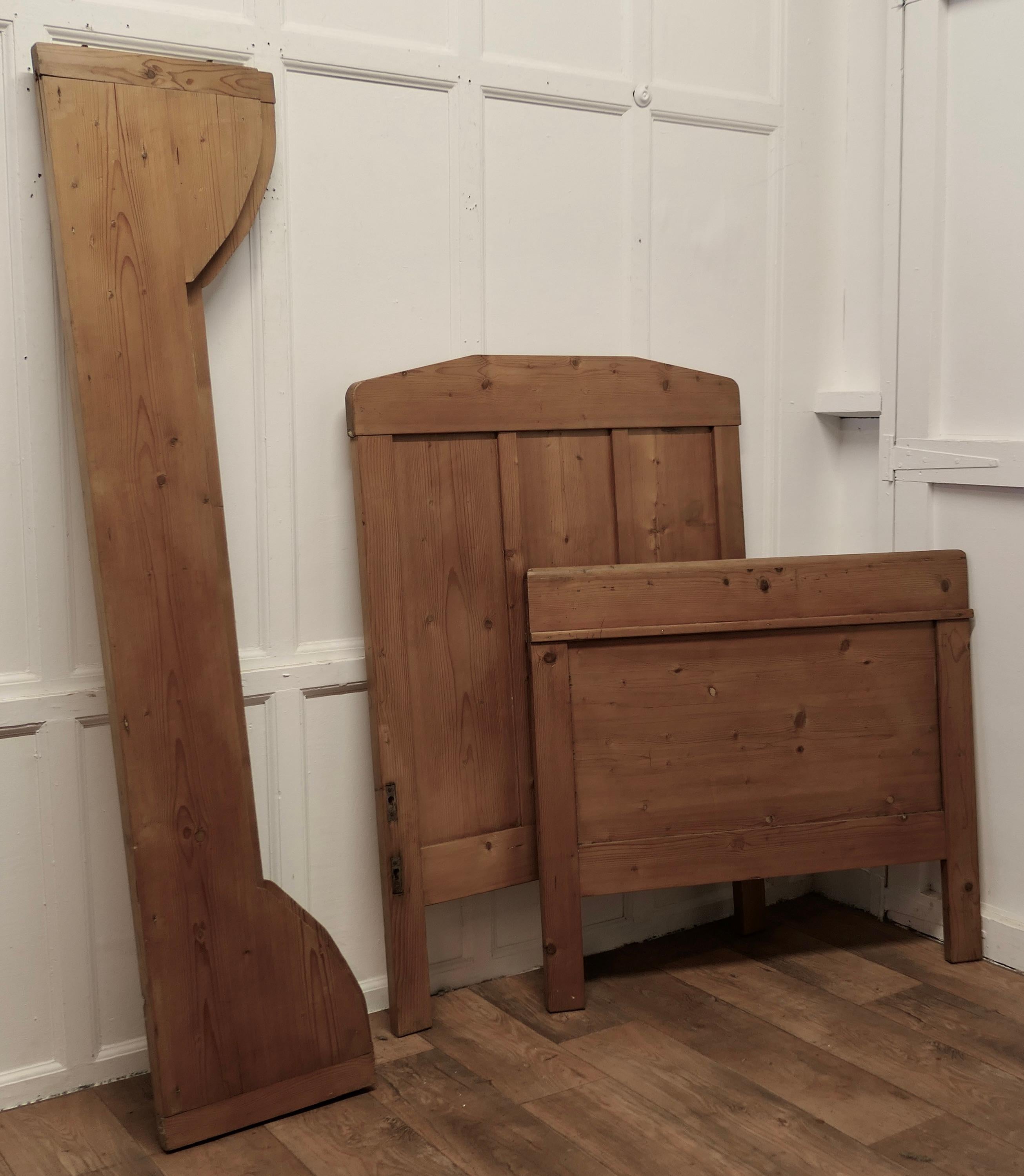 A 19th Century French Rustic Pine Single Sleigh Bed    2