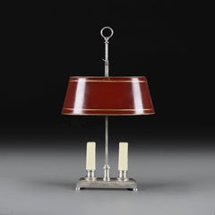 A 19th Century French Silver Bouillotte Lamp with Tole Shade