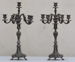 Paire de candélabres en bronze argenté du XIXe siècle par Christofle