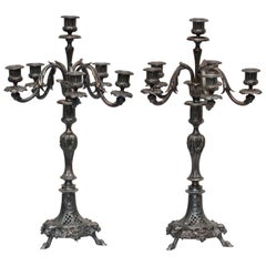 19th Century French Silvered Bronze Pair of Candelabras by Christofle