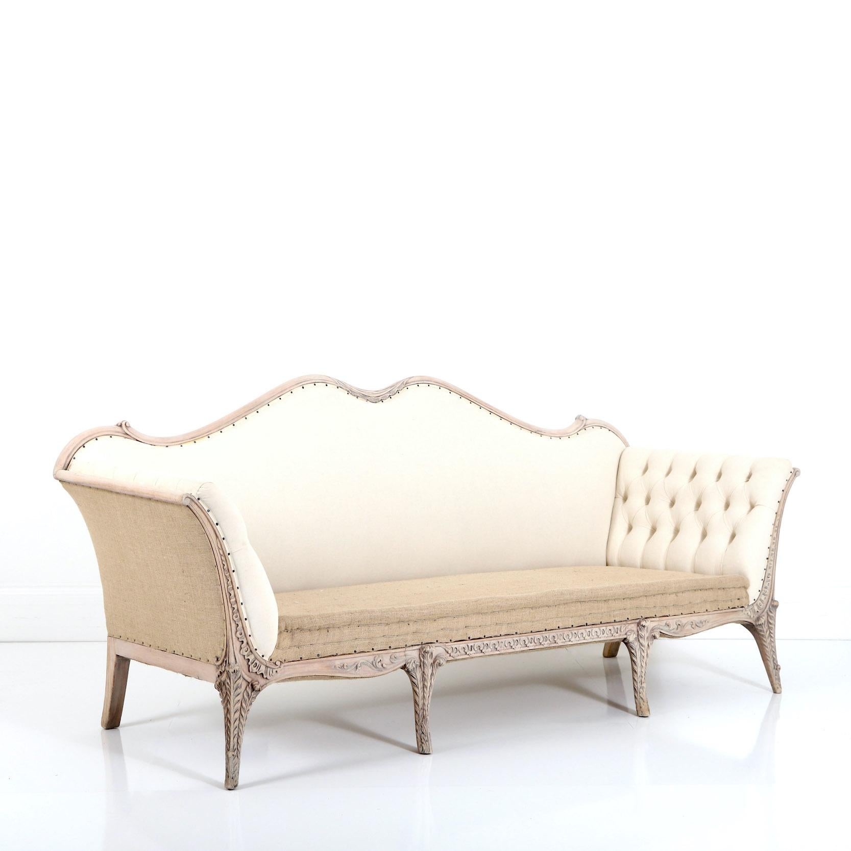 Vagabond presents a 19th century french sofa

France, Circa 1880

Measure: Seat Height: 40-50cm (cushioned)

” Stunning shape, bleached frame, expertly and traditionally re-upholstered “.