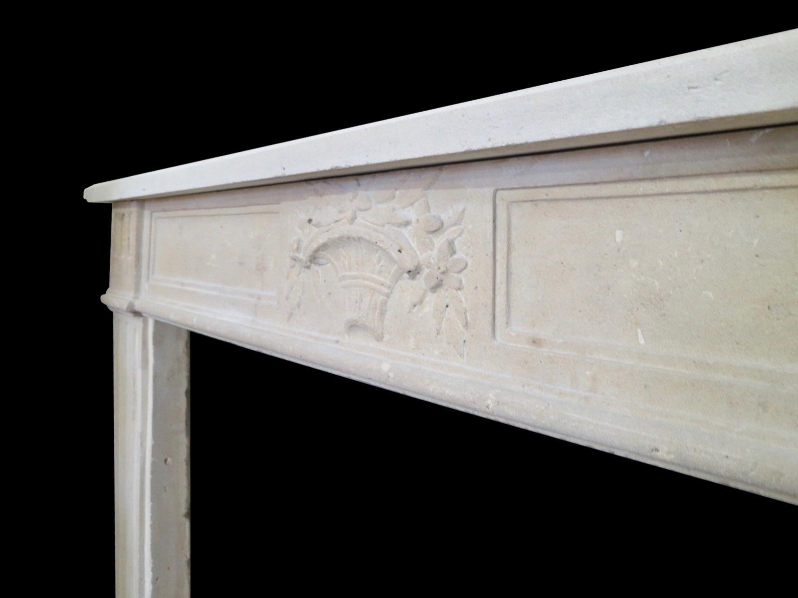 19th Century French Stone Louis XVI Style Fireplace Mantel In Good Condition In London, GB