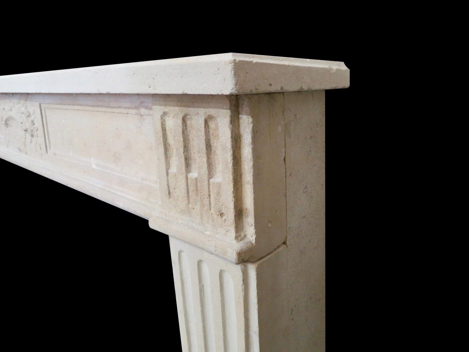 18th Century 19th Century French Stone Louis XVI Style Fireplace Mantel