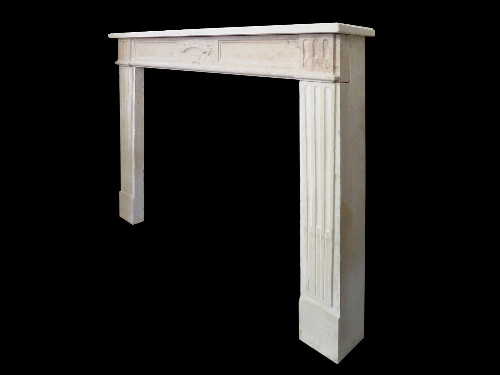 19th Century French Stone Louis XVI Style Fireplace Mantel 1