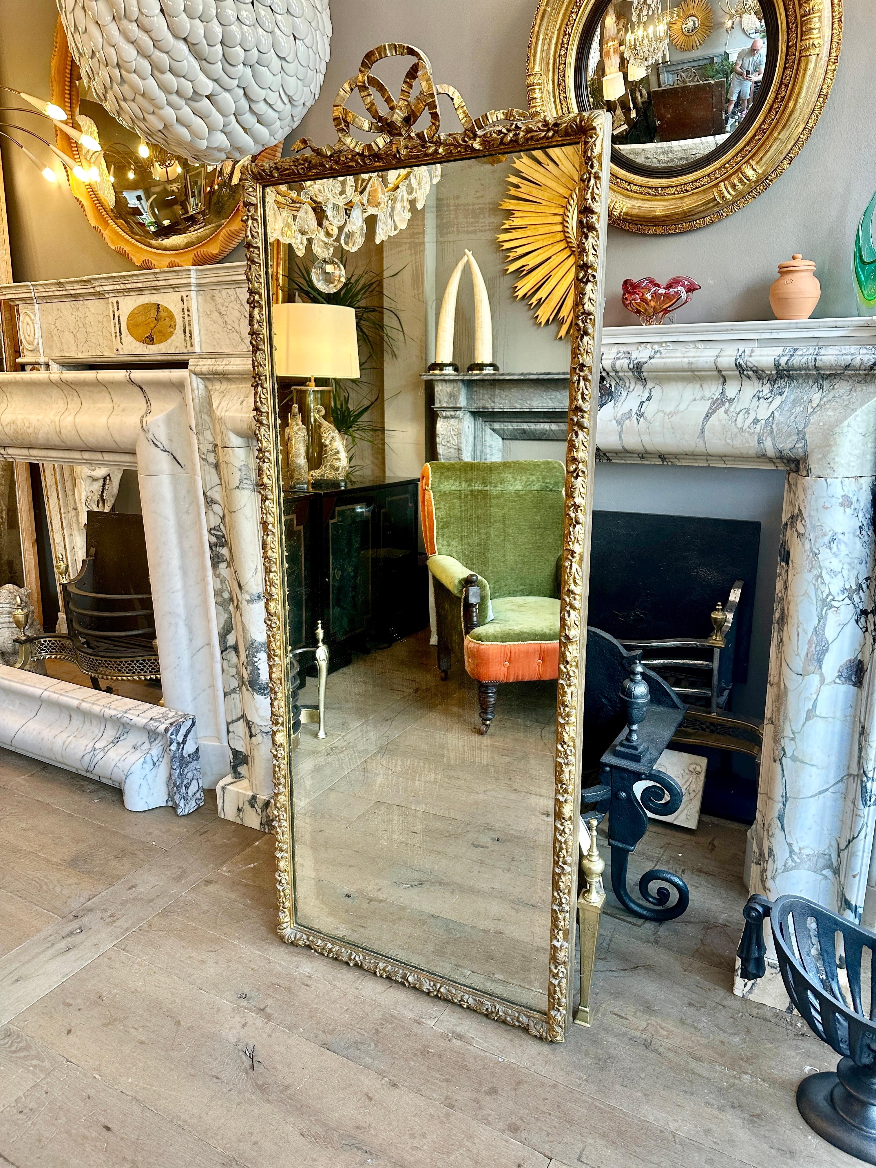 A 19th Century French Tall Gold Gilt Antique Mirror In Good Condition For Sale In London, GB