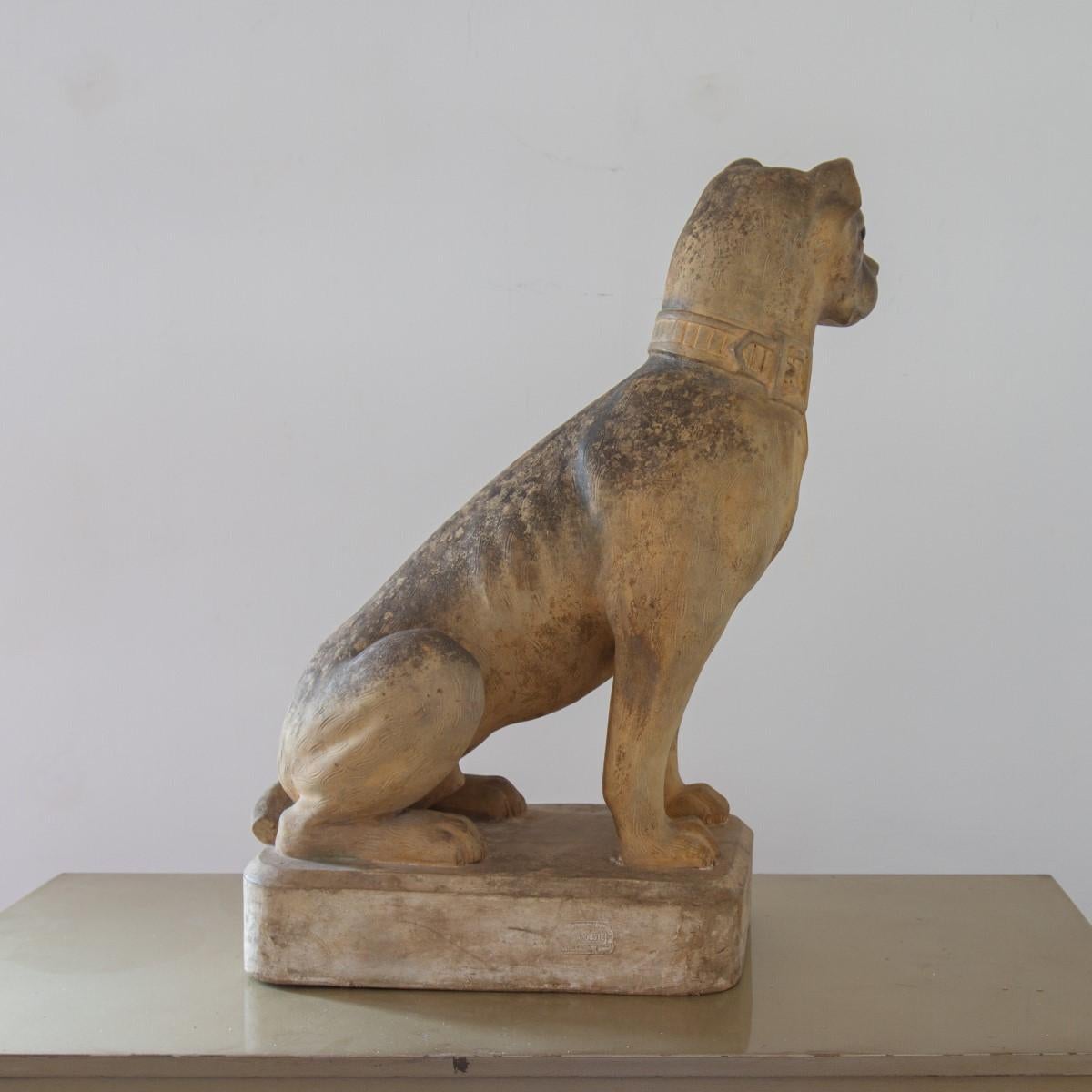 19th Century French Terracotta Model of a Pug, Stamped 7