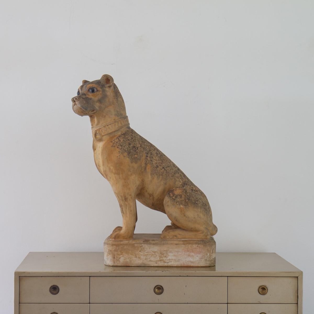 19th Century French Terracotta Model of a Pug, Stamped 8