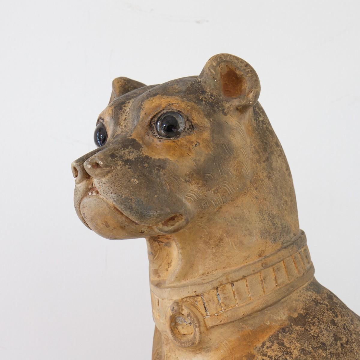 19th Century French Terracotta Model of a Pug, Stamped 9