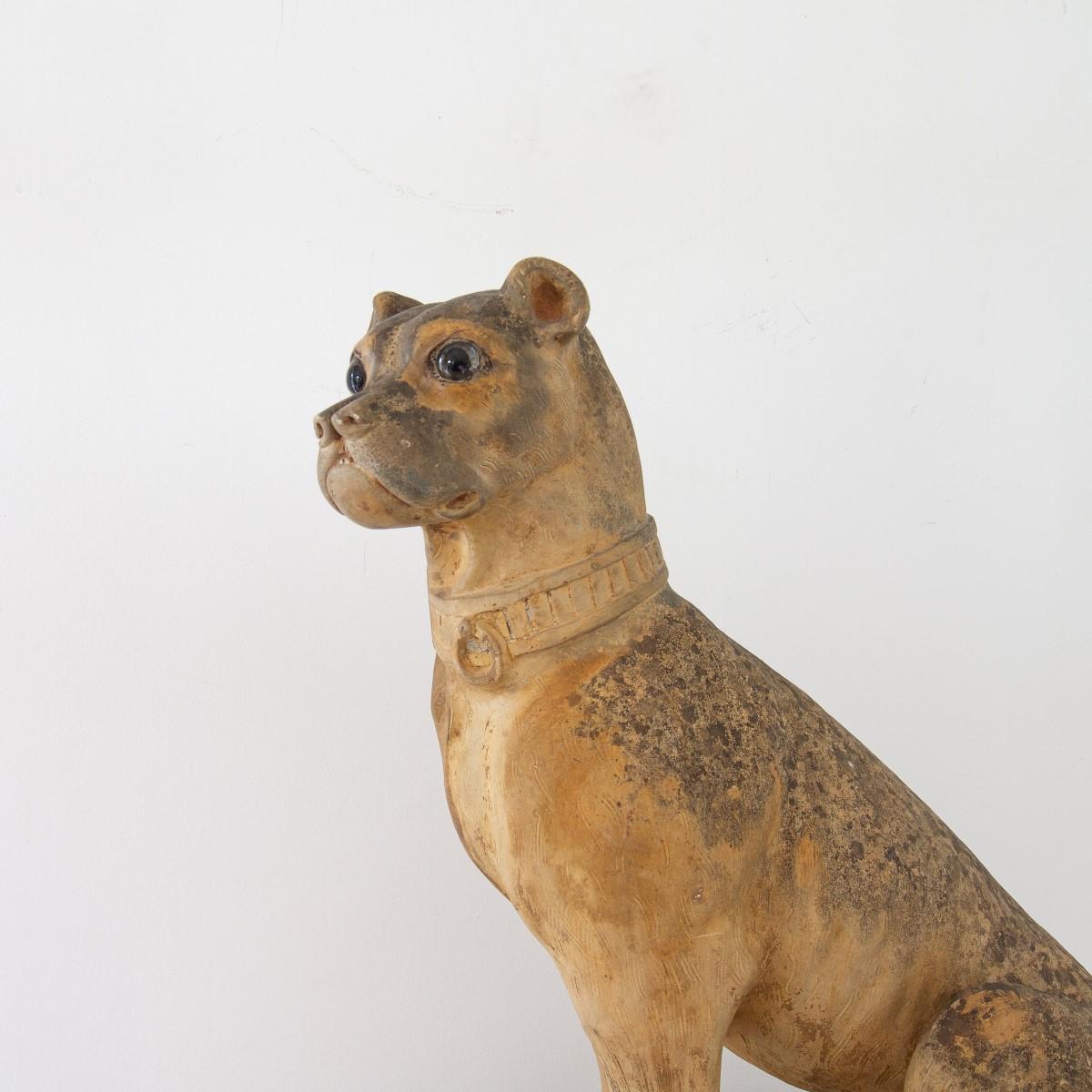 19th Century French Terracotta Model of a Pug, Stamped 10