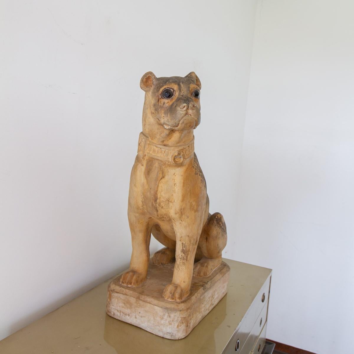 19th Century French Terracotta Model of a Pug, Stamped 1