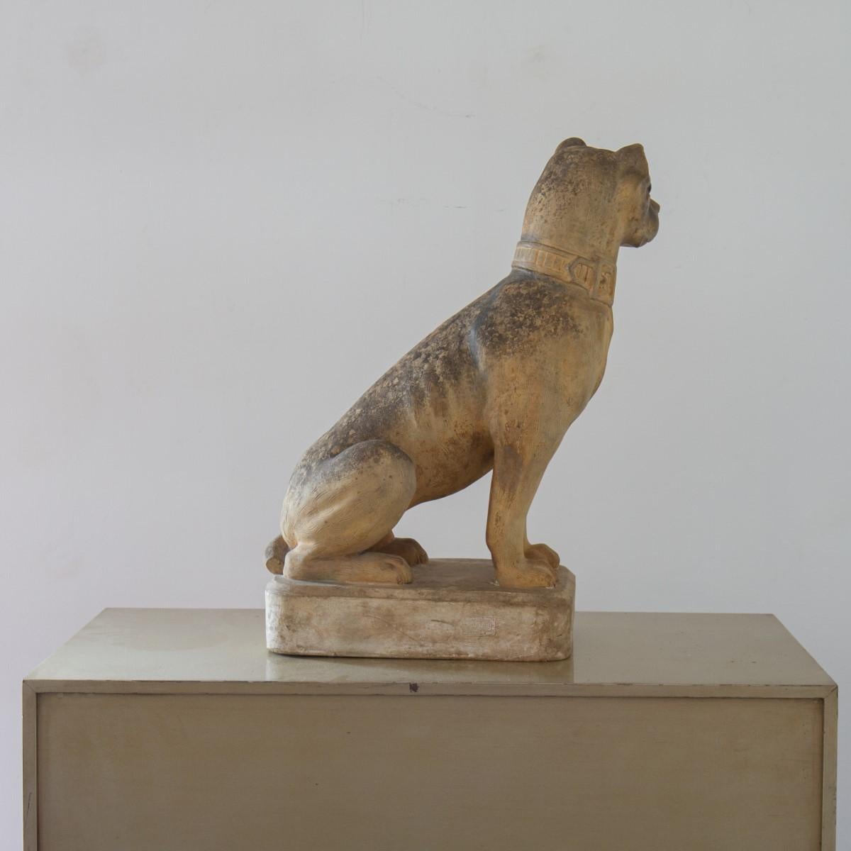 19th Century French Terracotta Model of a Pug, Stamped 3