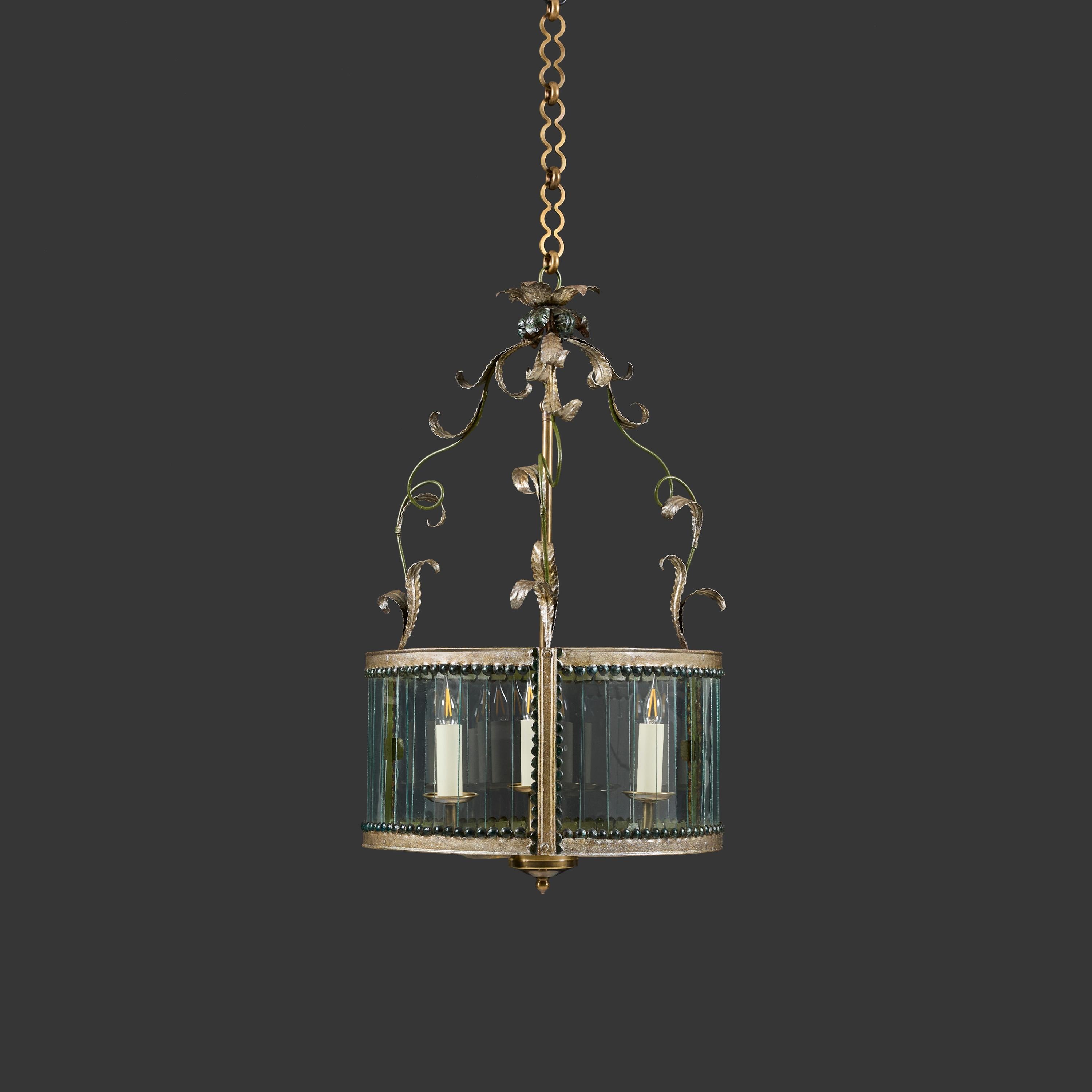 A 19th Century French Tole and Glass Drum Lantern In Good Condition For Sale In London, GB