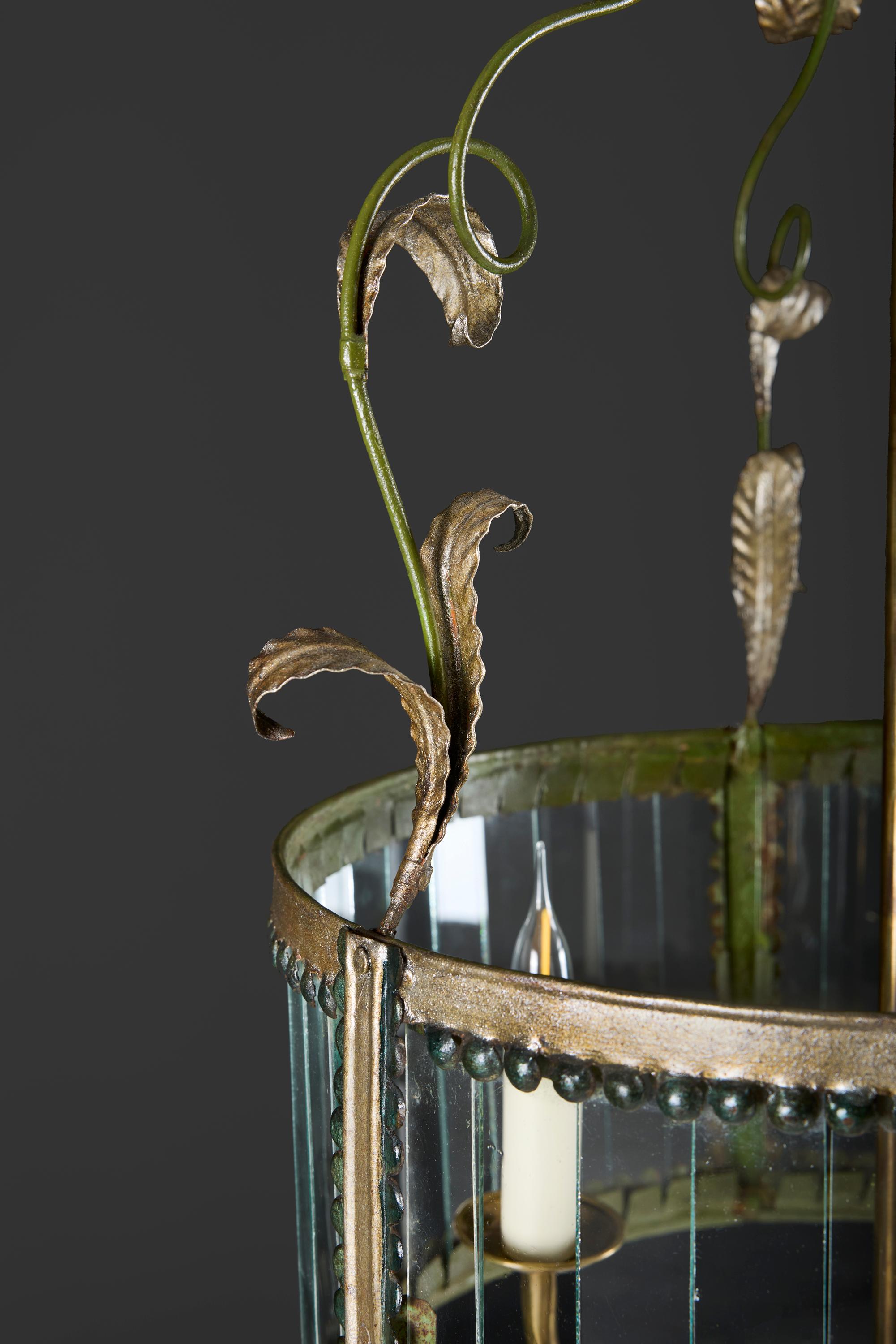 Metal A 19th Century French Tole and Glass Drum Lantern For Sale