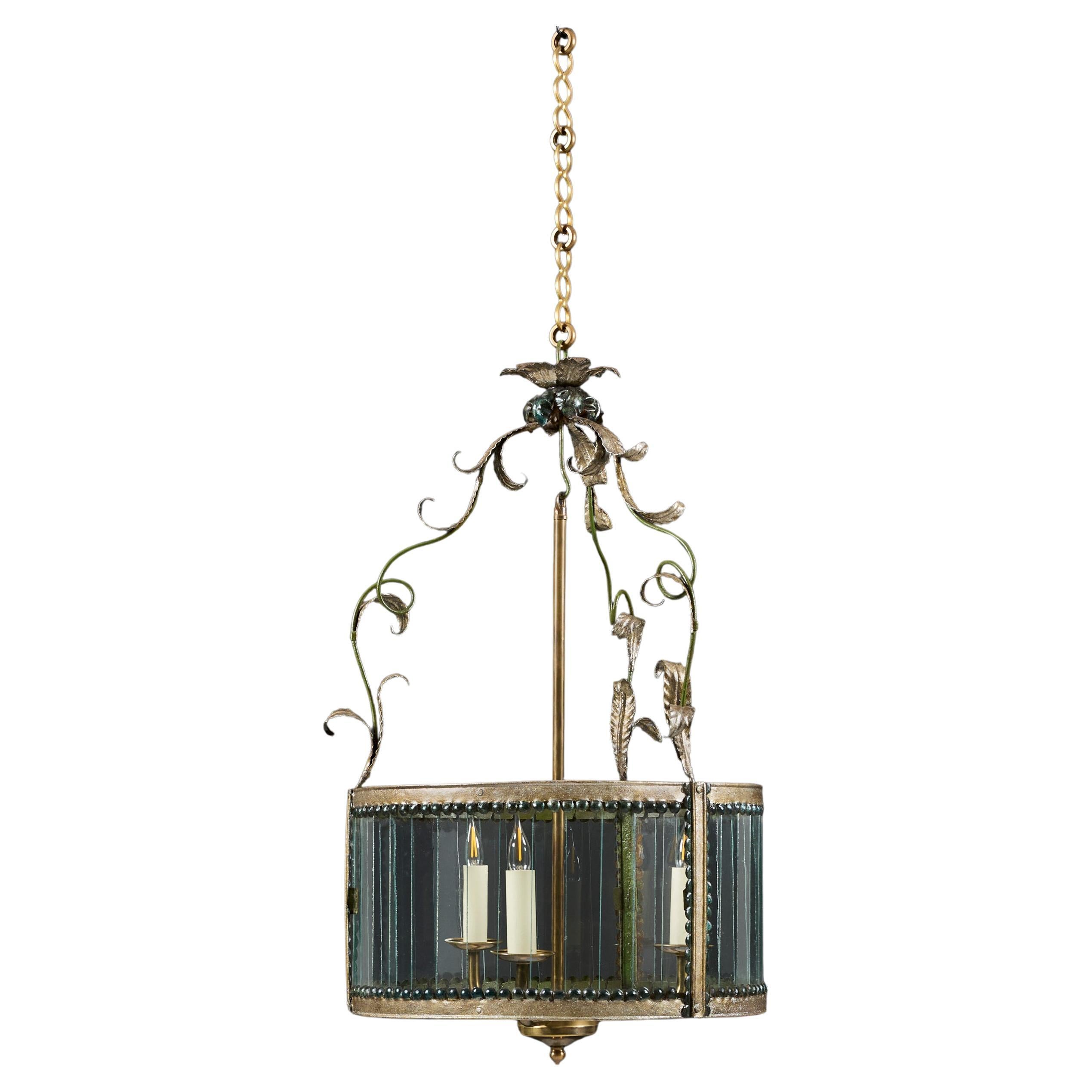 A 19th Century French Tole and Glass Drum Lantern For Sale