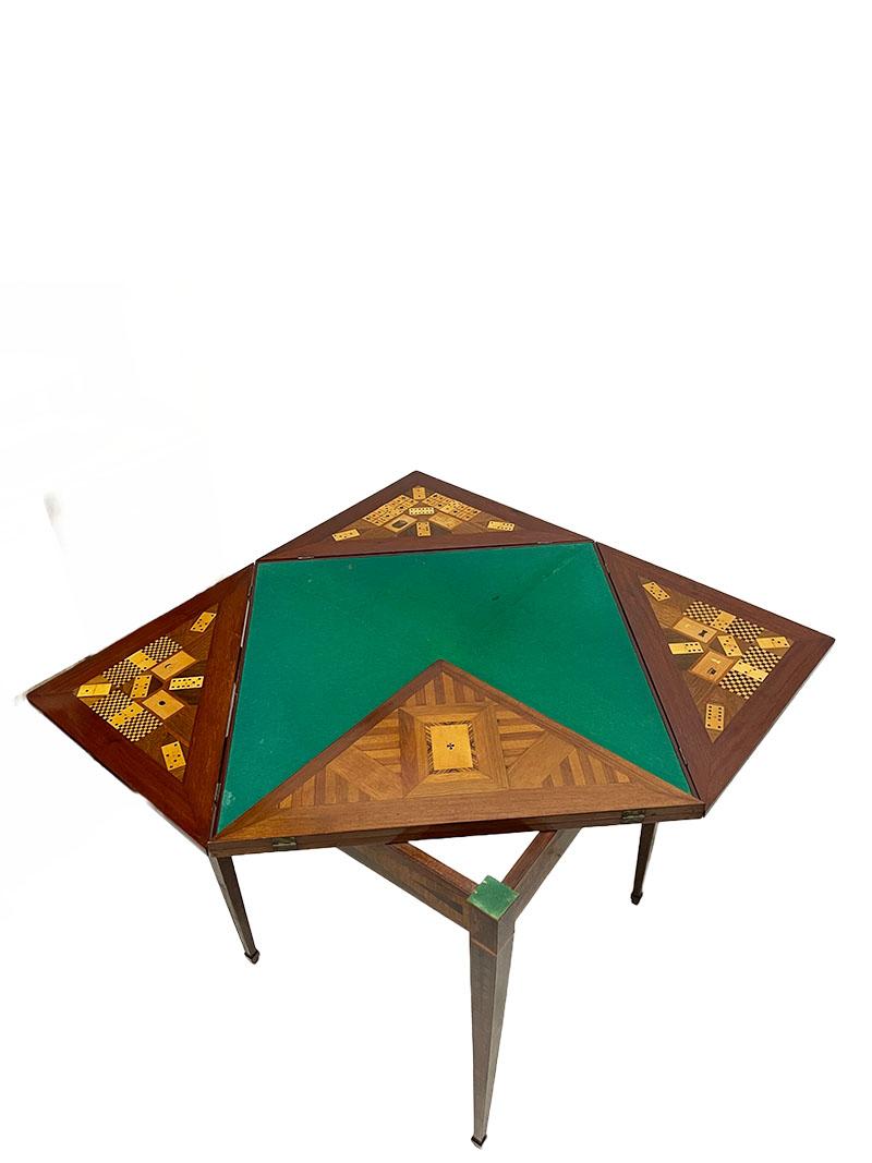 Mahogany A 19th Century French with intarsia folding handkerchief card table