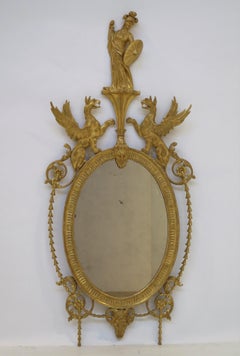19th Century George III Style Giltwood Oval Mirror