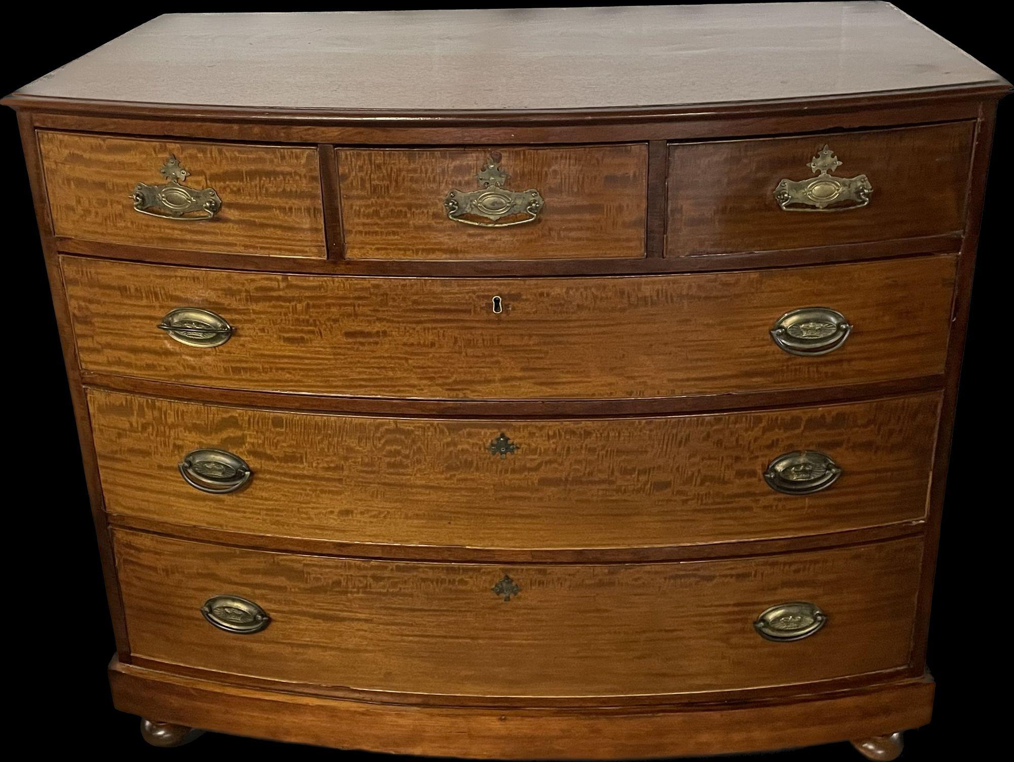 19th Century Georgian Bow Front Chest, Mahogany, Rare 3 over 3 Drawer 10