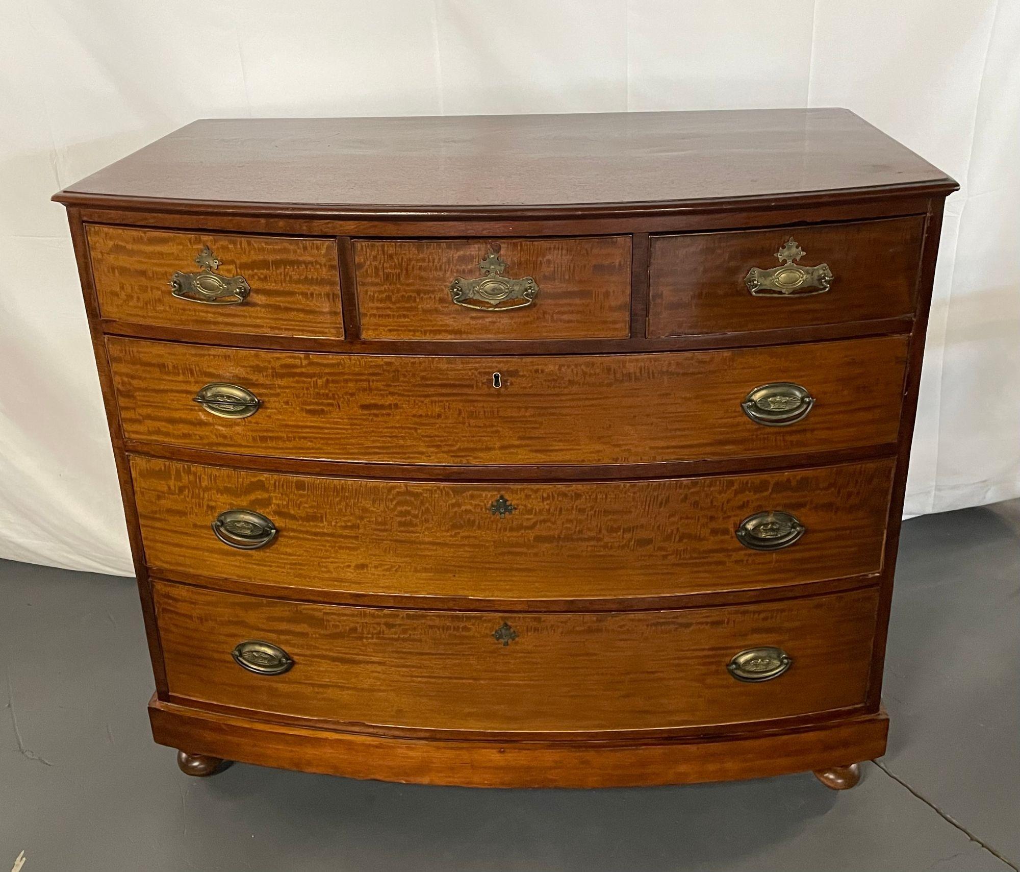 19th Century Georgian Bow Front Chest, Mahogany, Rare 3 over 3 Drawer 12