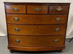 19th Century Georgian Bow Front Chest, Mahogany, Rare 3 over 3 Drawer