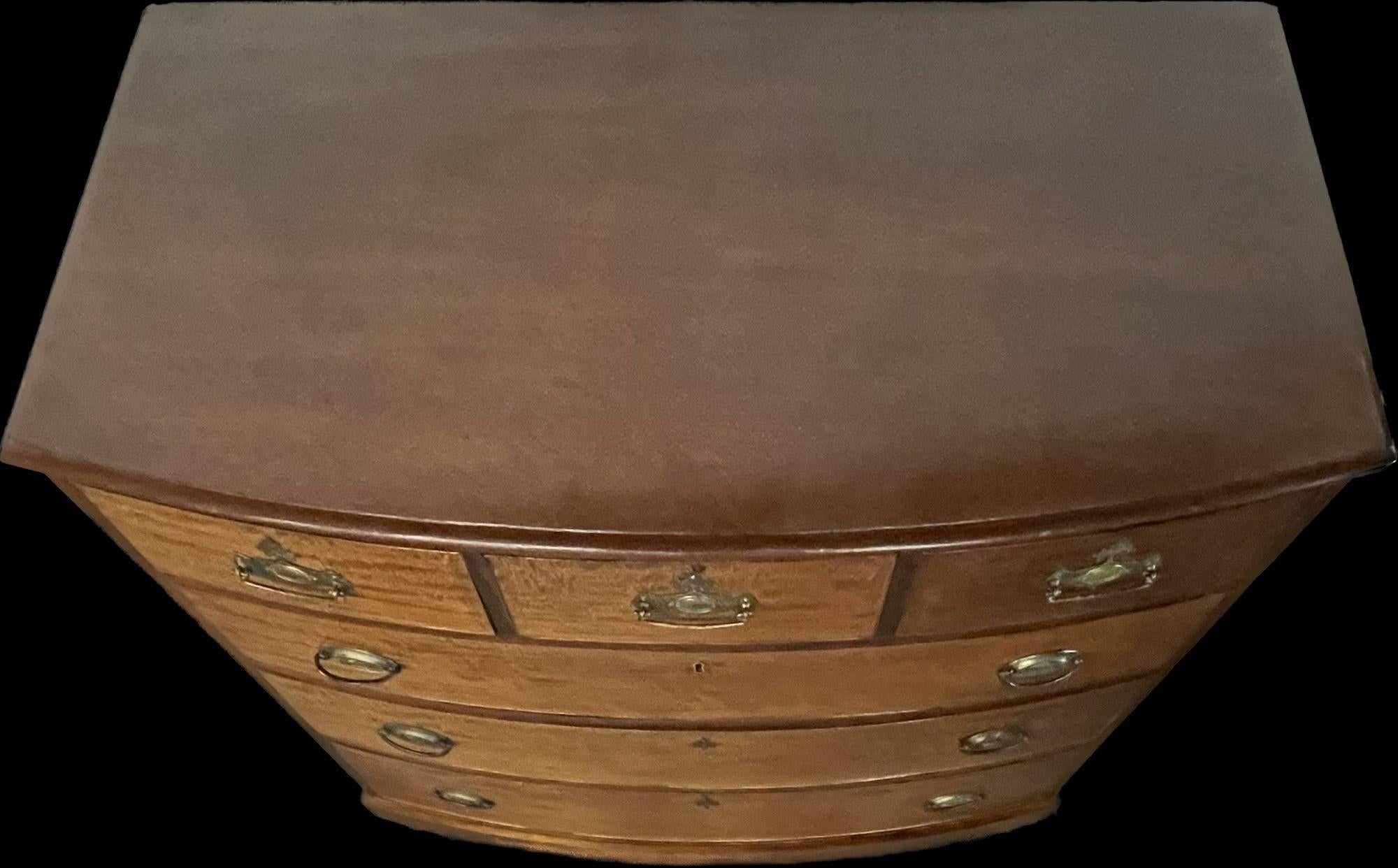 Late 19th Century 19th Century Georgian Bow Front Chest, Mahogany, Rare 3 over 3 Drawer