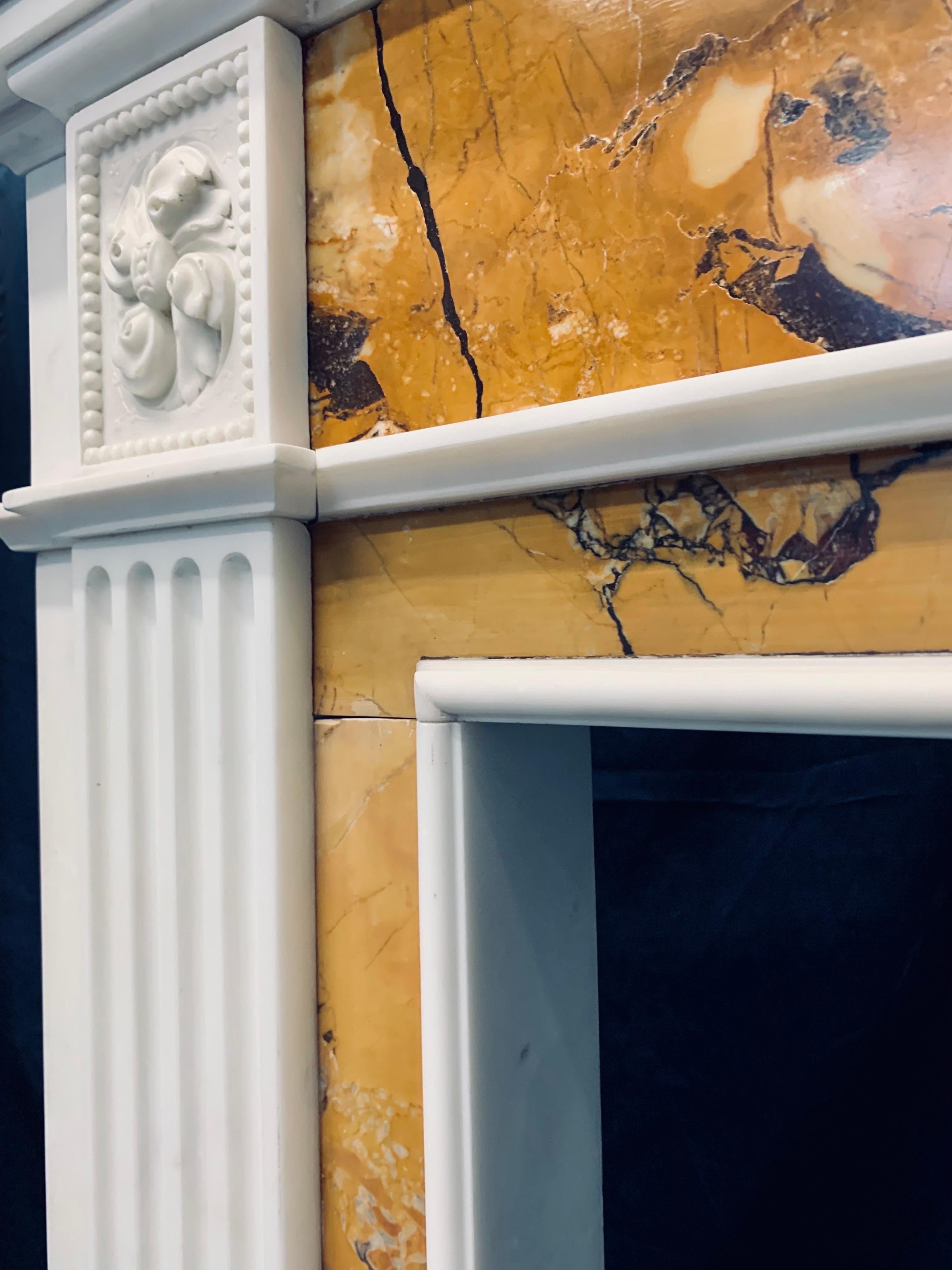 A 19th Century Georgian Manner  Statuary & Sienna Marble Fireplace Surround.  For Sale 2