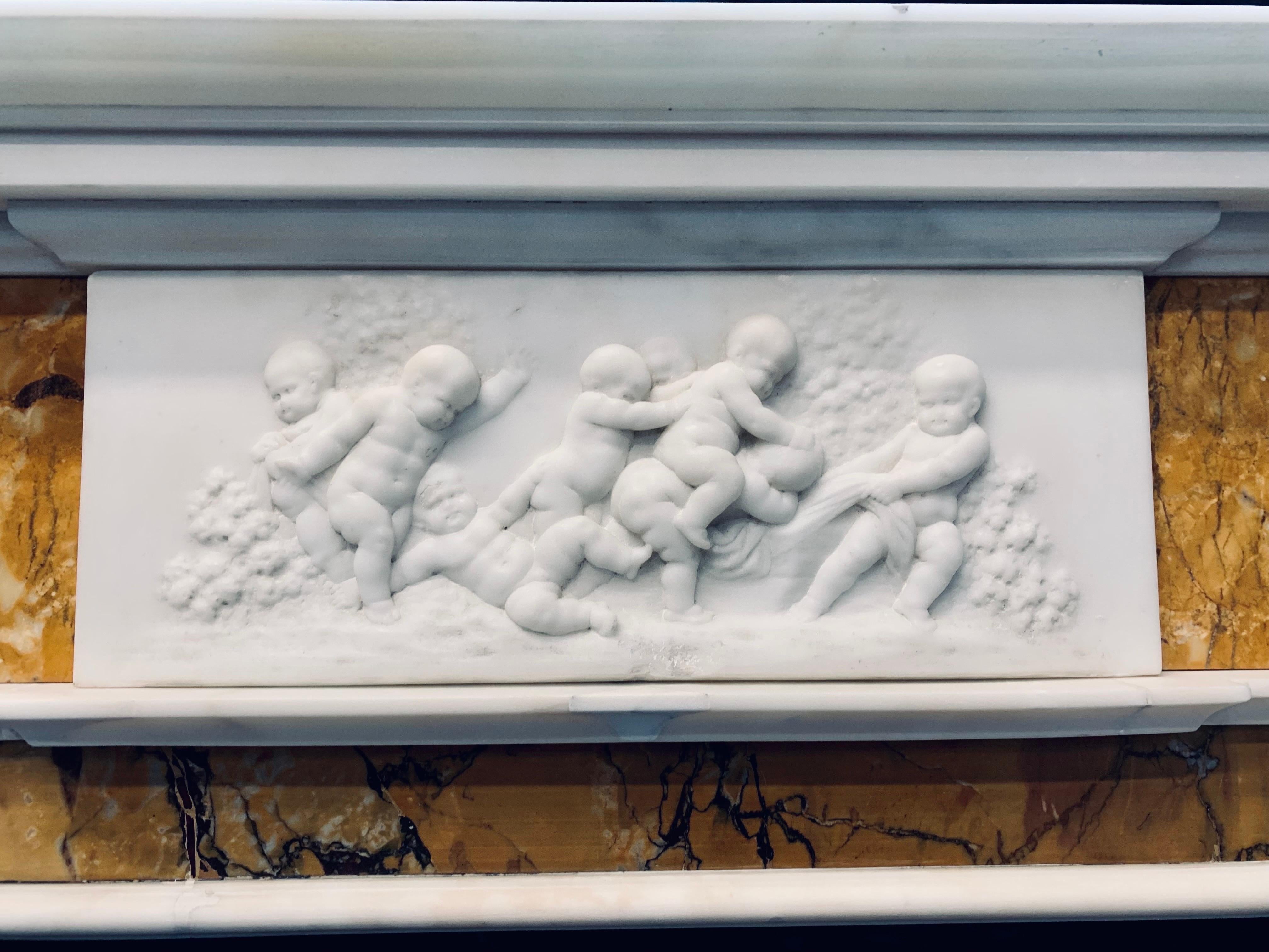 A 19th Century Georgian Manner  Statuary & Sienna Marble Fireplace Surround.  For Sale 5