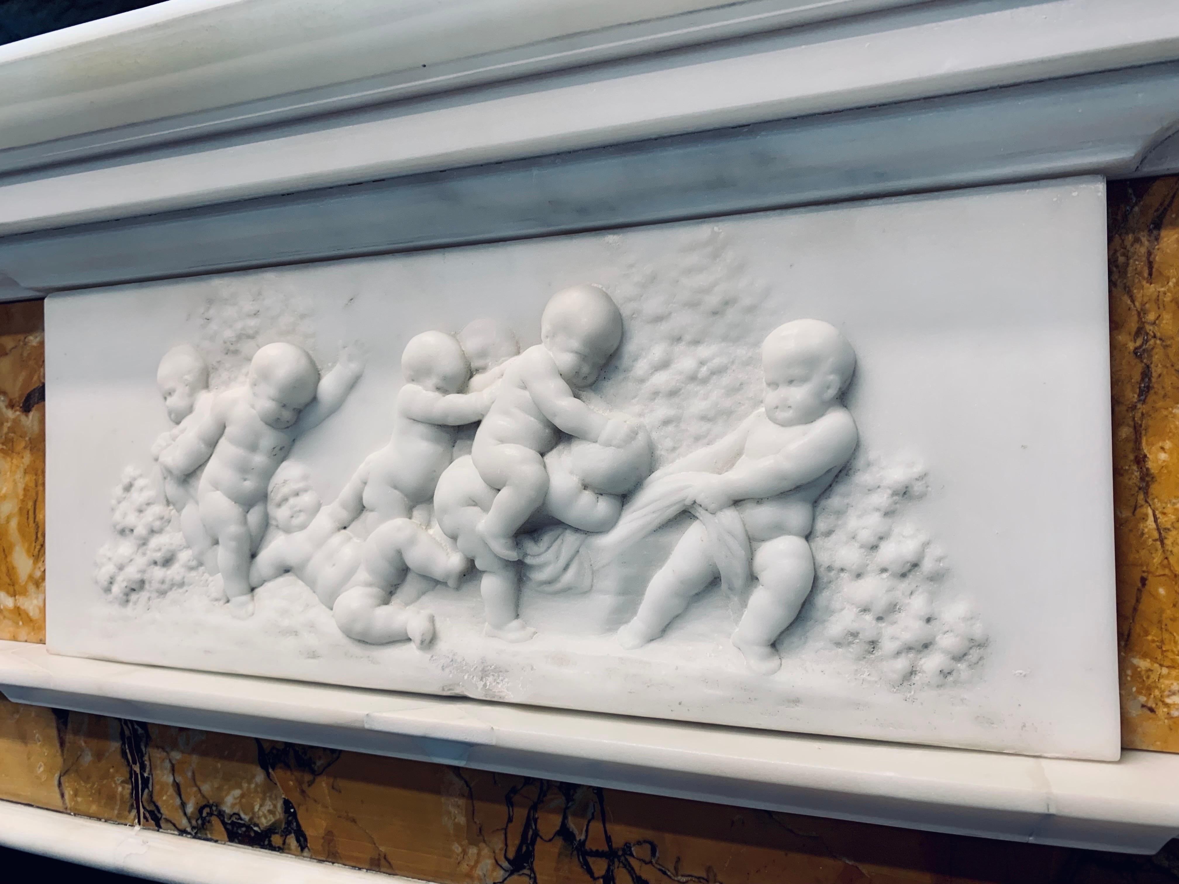 A 19th Century Georgian Manner  Statuary & Sienna Marble Fireplace Surround.  For Sale 6