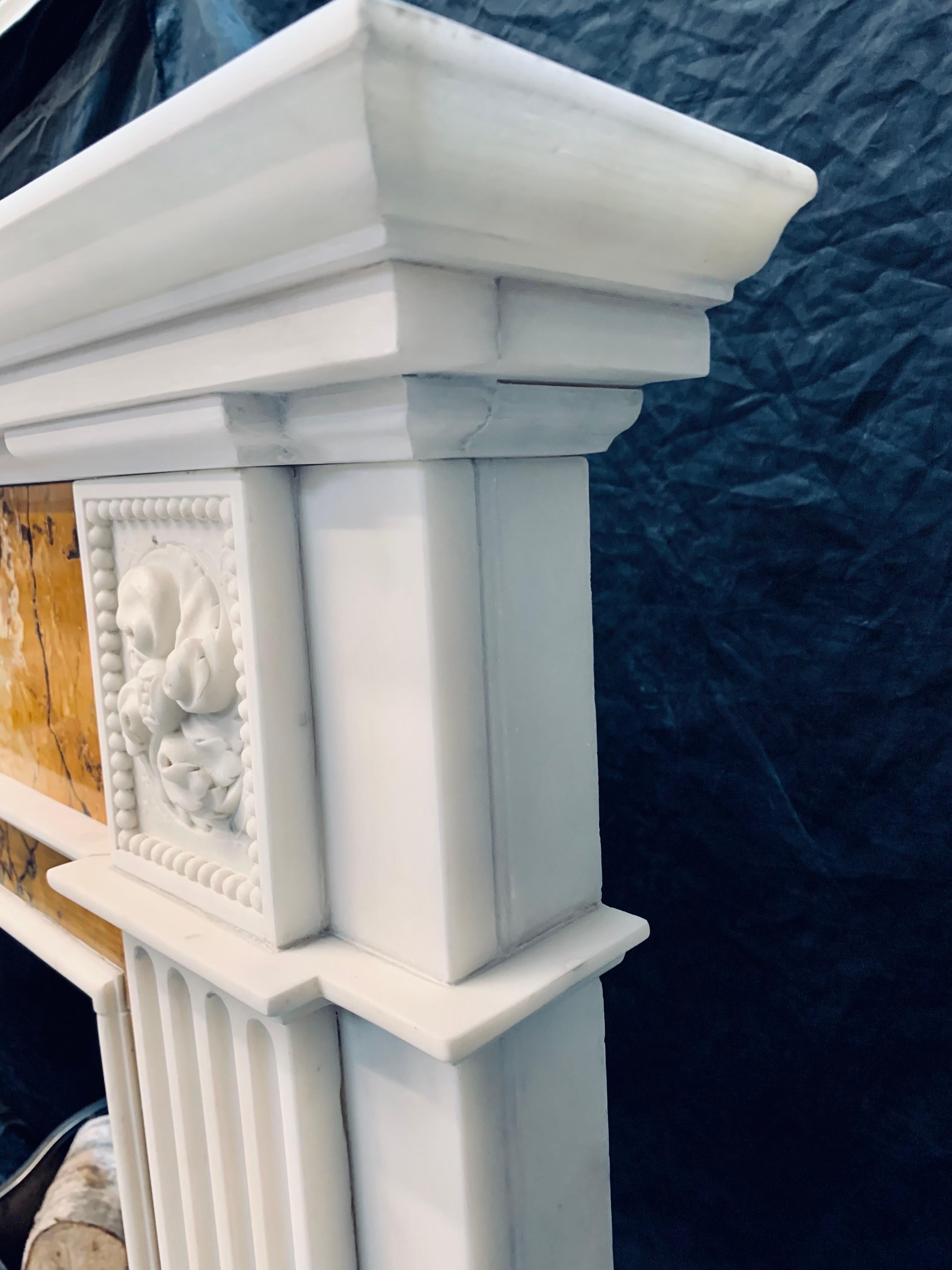 A 19th Century Georgian Manner  Statuary & Sienna Marble Fireplace Surround.  For Sale 11