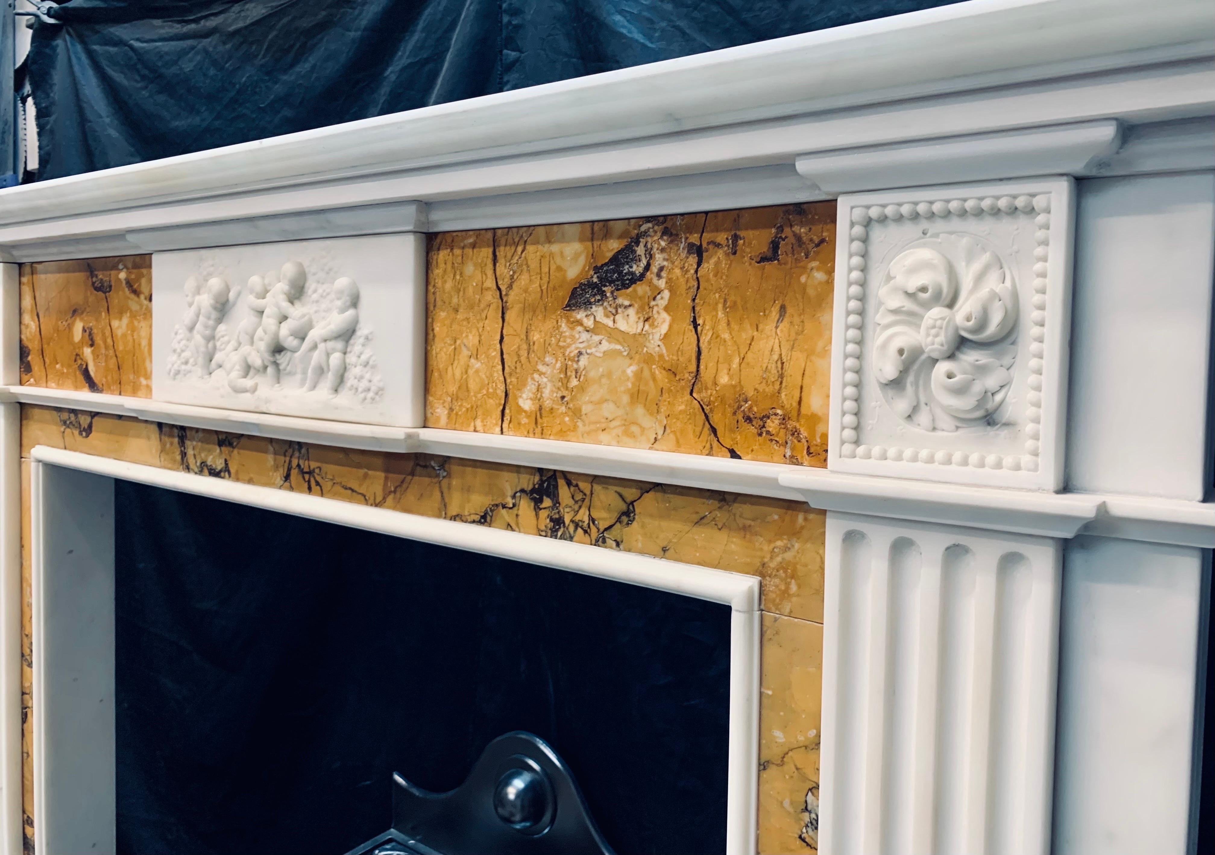 A 19th Century Georgian Manner  Statuary & Sienna Marble Fireplace Surround.  For Sale 12