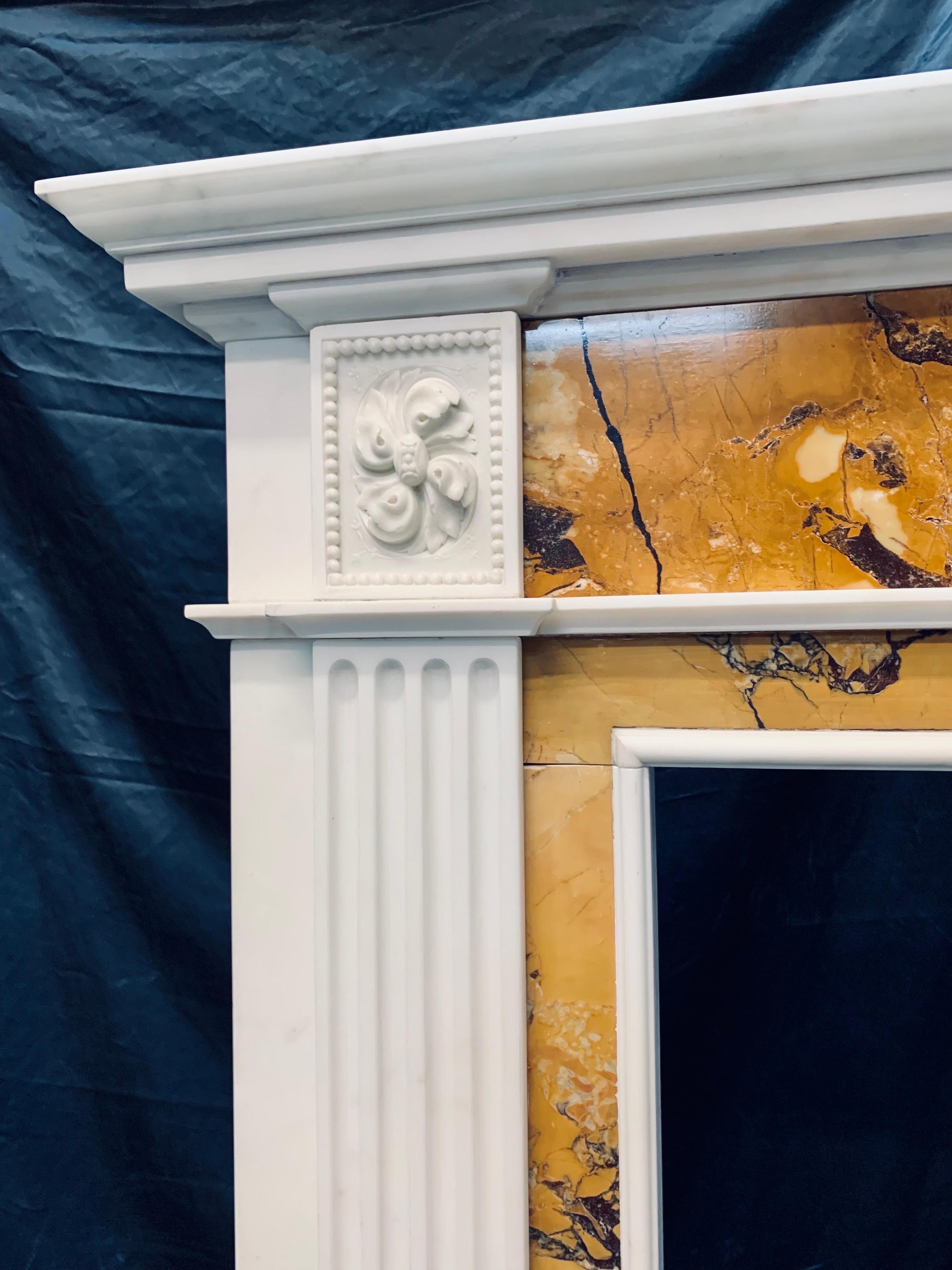 George III A 19th Century Georgian Manner  Statuary & Sienna Marble Fireplace Surround.  For Sale