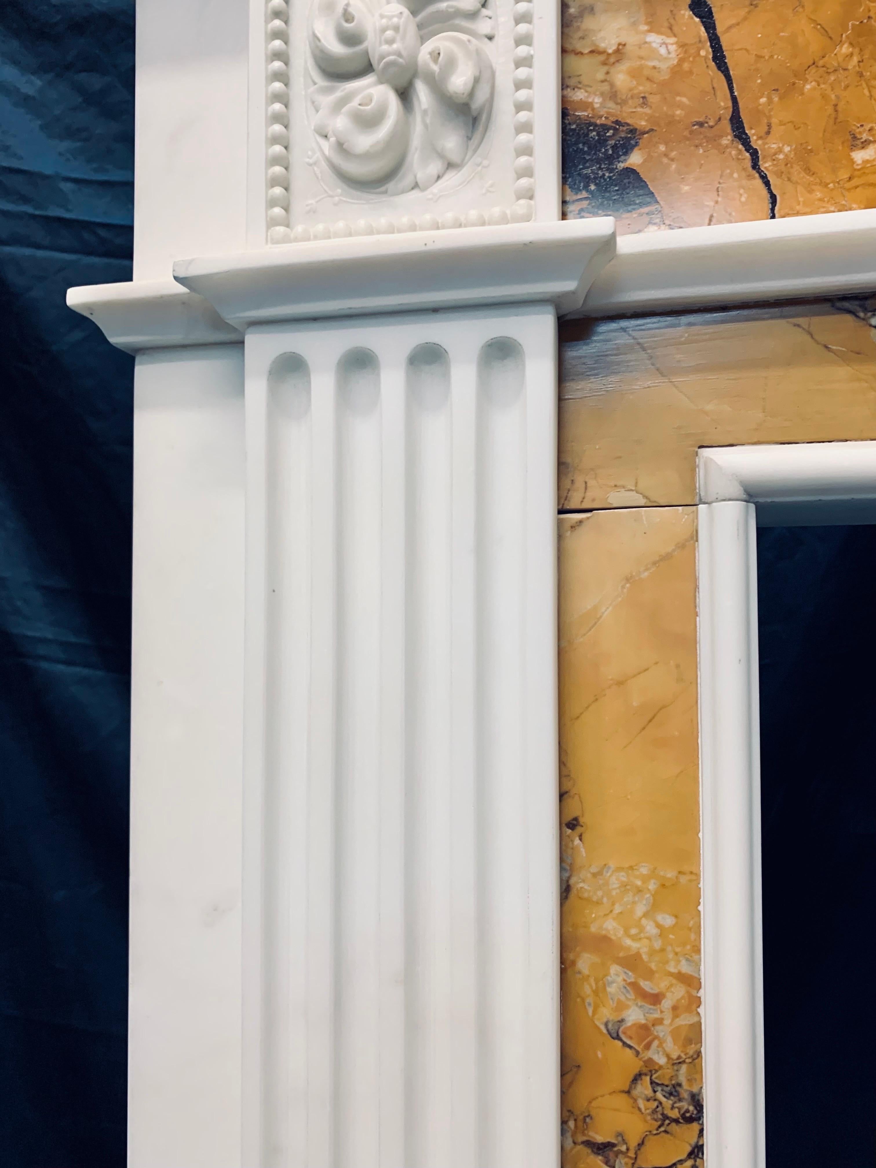 Siena Marble A 19th Century Georgian Manner  Statuary & Sienna Marble Fireplace Surround.  For Sale