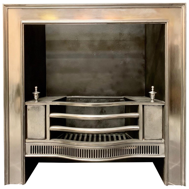 19th Century Georgian Polished Steel Fireplace Register Grate