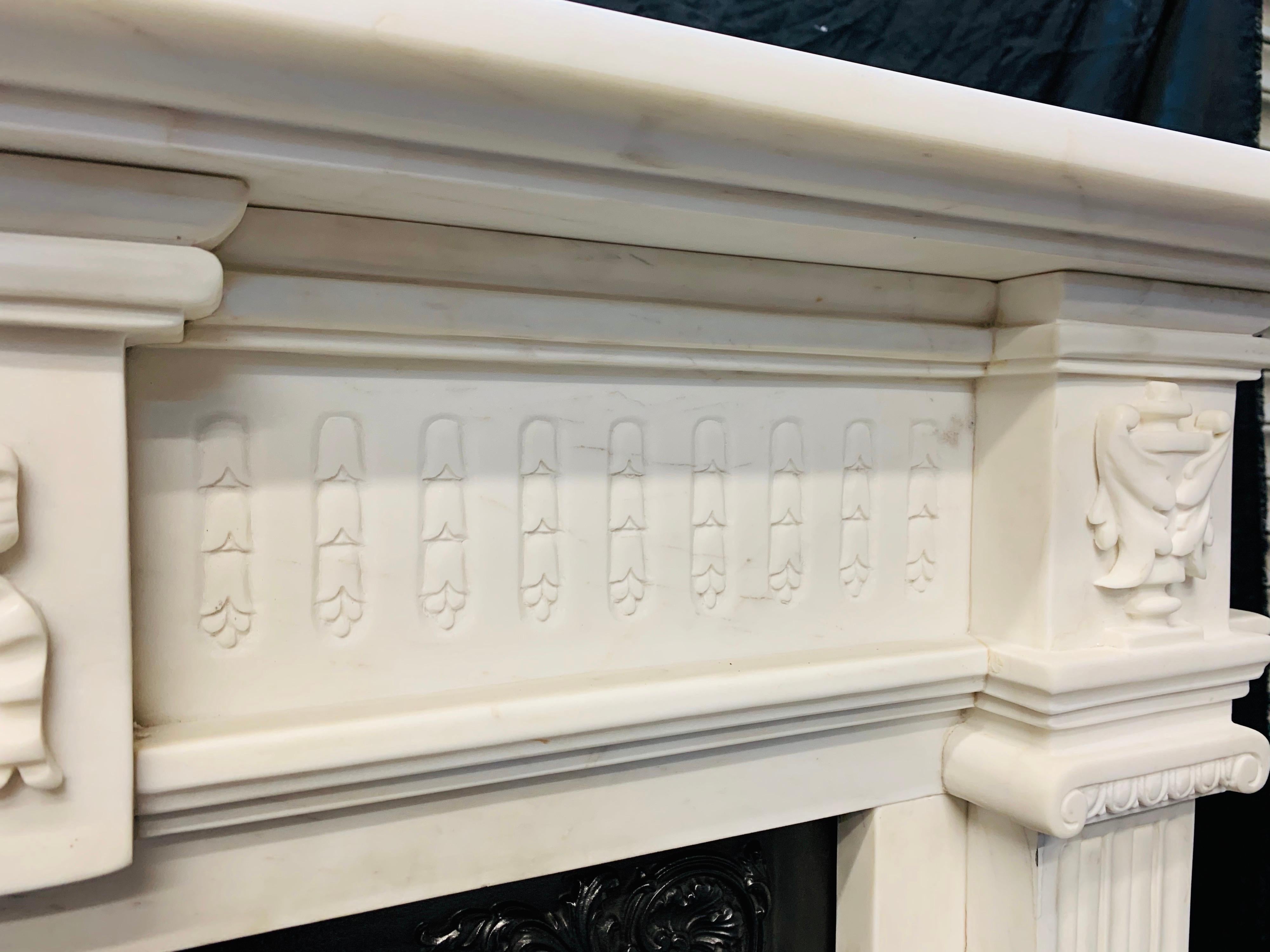 19th Century Georgian Style Statuary Marble Fireplace Surround For Sale 2