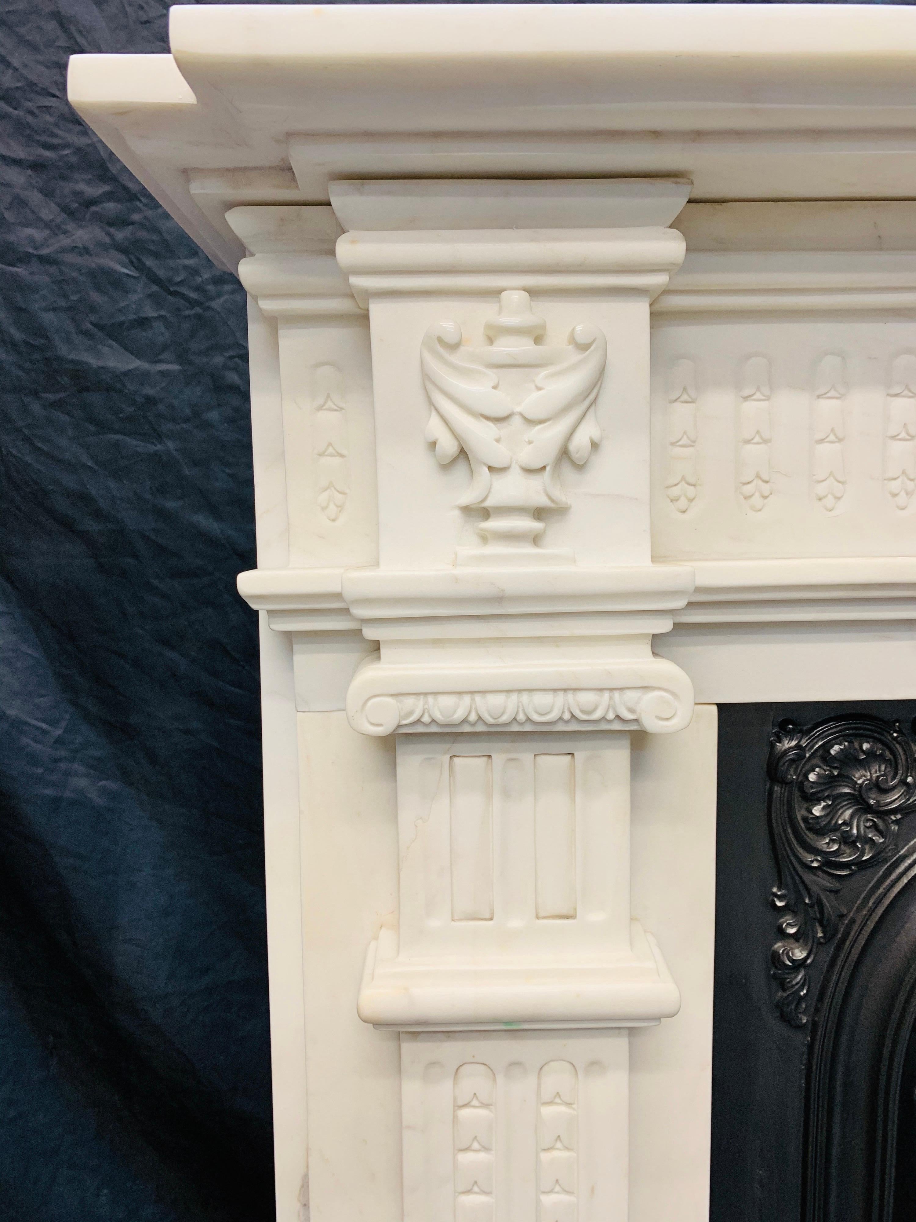 19th Century Georgian Style Statuary Marble Fireplace Surround For Sale 6