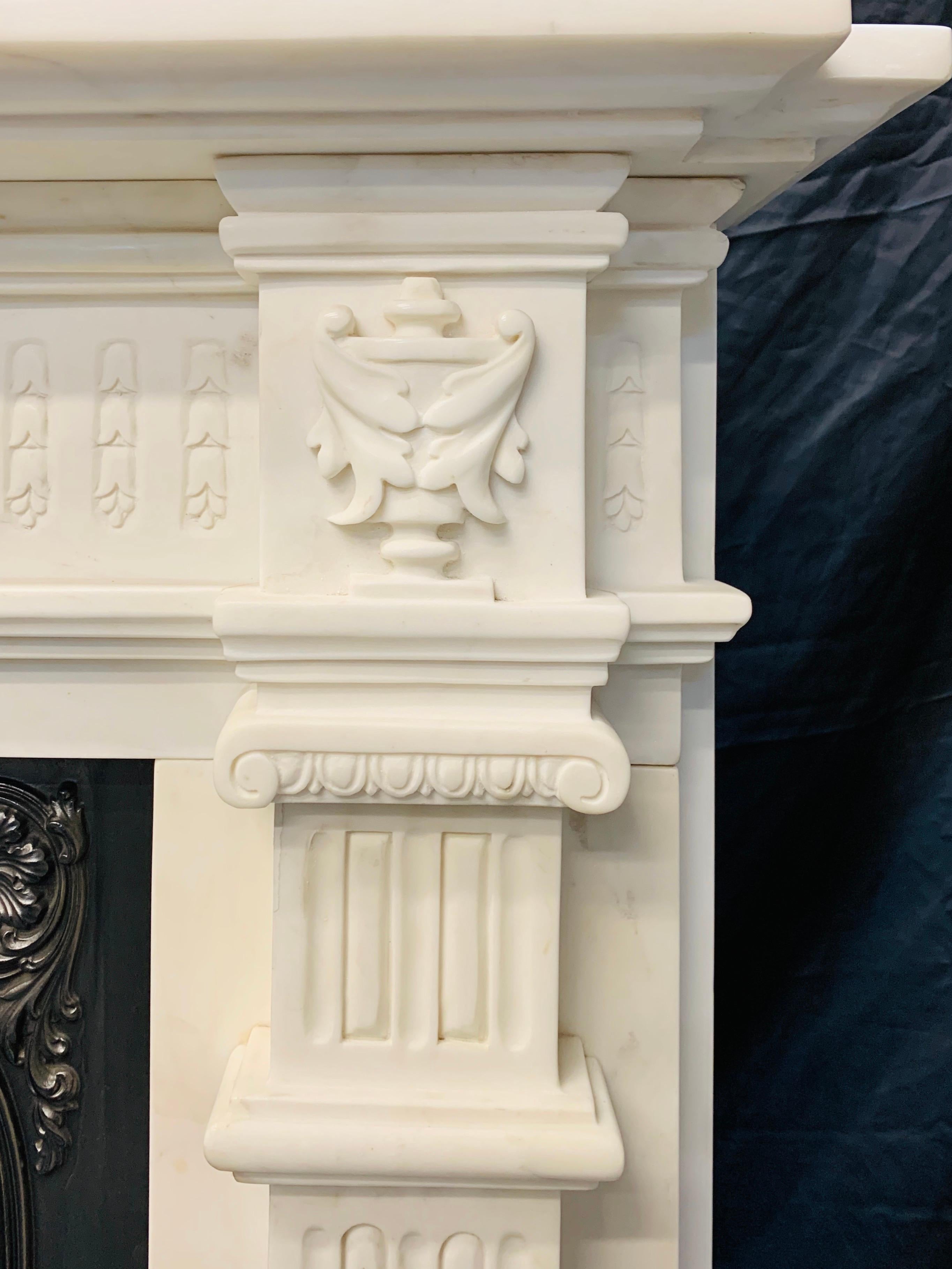 19th Century Georgian Style Statuary Marble Fireplace Surround For Sale 7