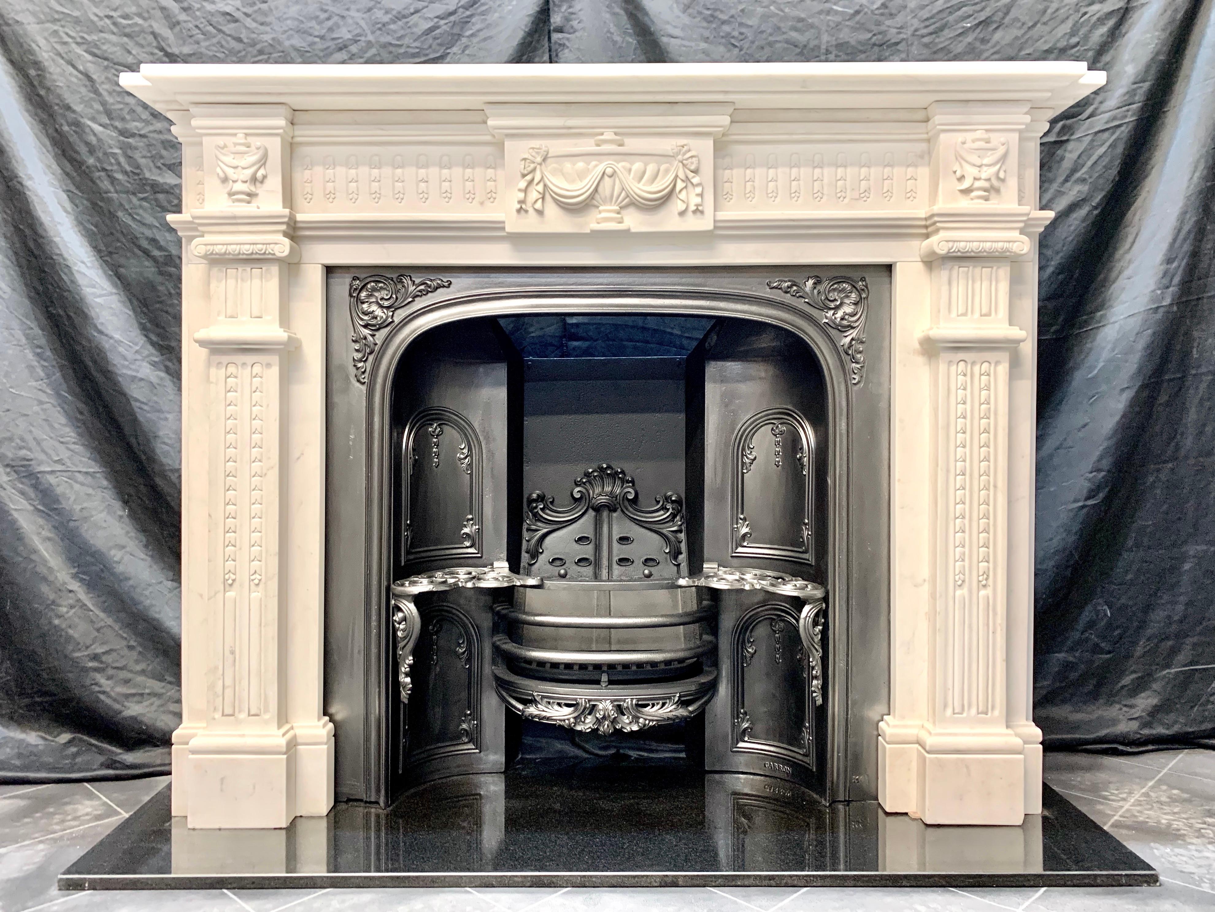 19th Century Georgian Style Statuary Marble Fireplace Surround For Sale 8
