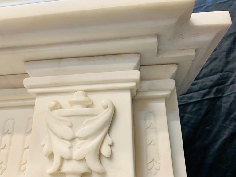 Carved 19th Century Georgian Style Statuary Marble Fireplace Surround For Sale