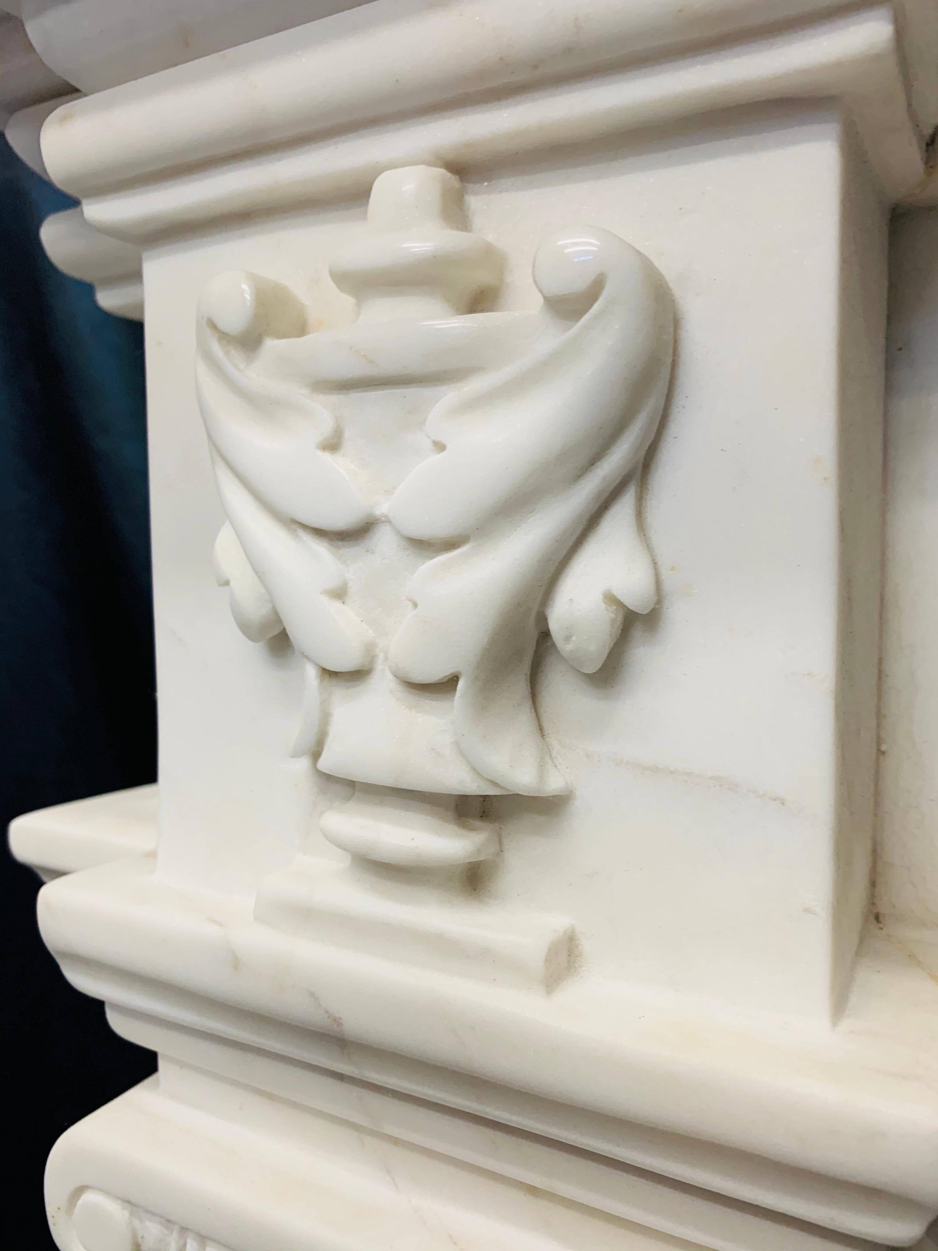 Carved 19th Century Georgian Style Statuary Marble Fireplace Surround For Sale