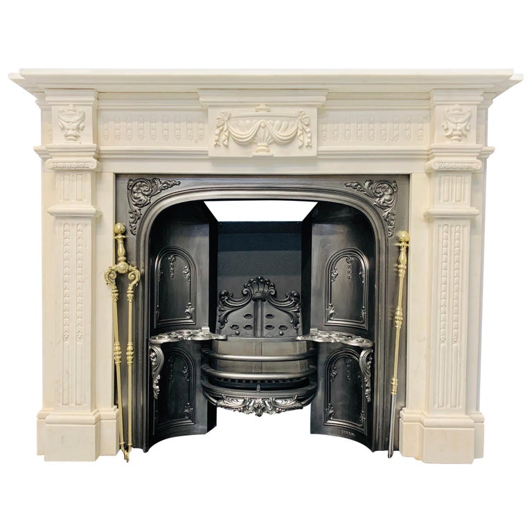 19th Century Georgian Style Statuary Marble Fireplace Surround For Sale