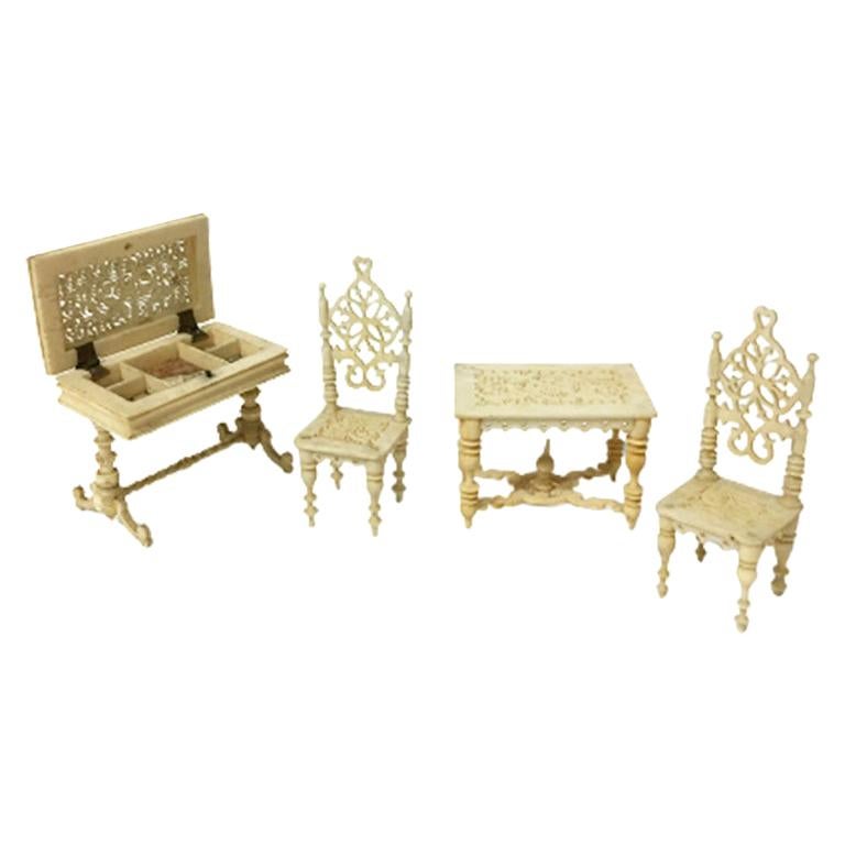 19th Century German Doll House Miniature Furniture For Sale