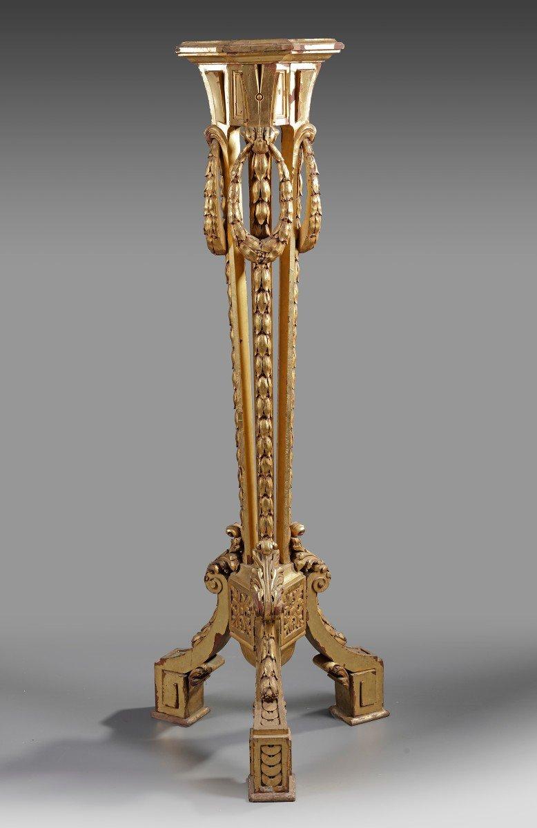 Napoleon III 19th Century Gilded Wooden Pedestal