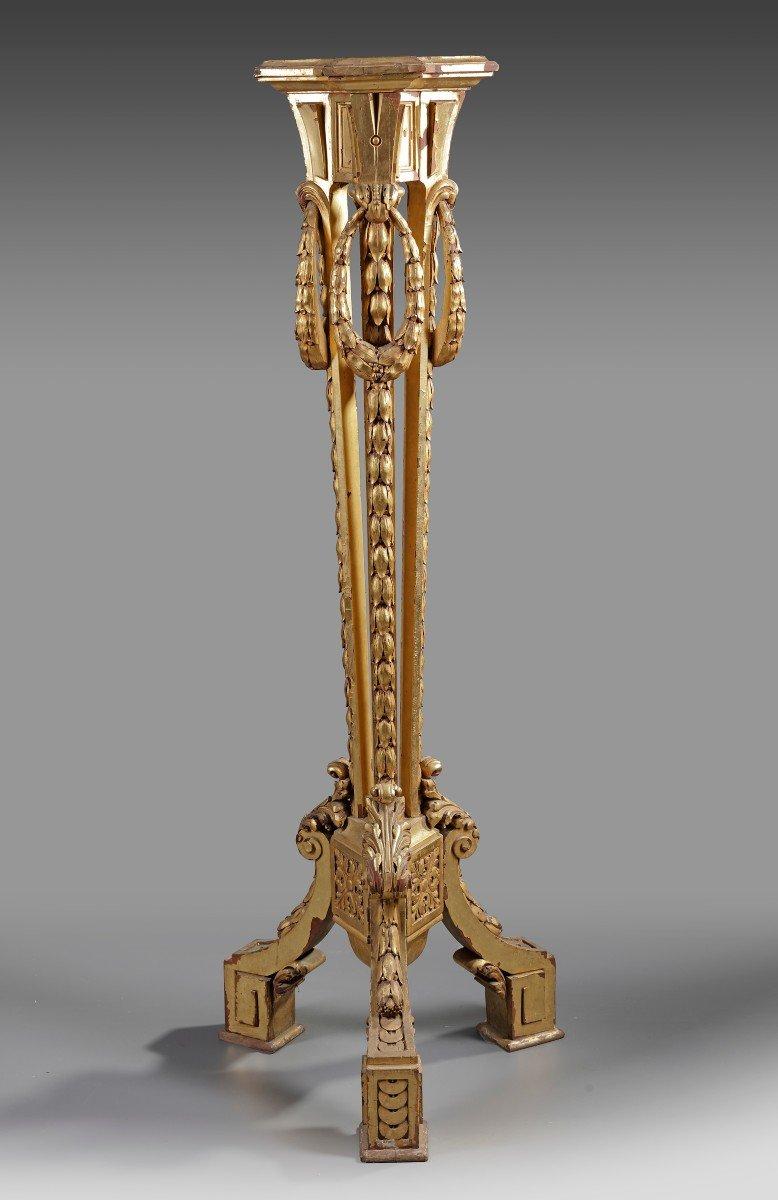 European 19th Century Gilded Wooden Pedestal