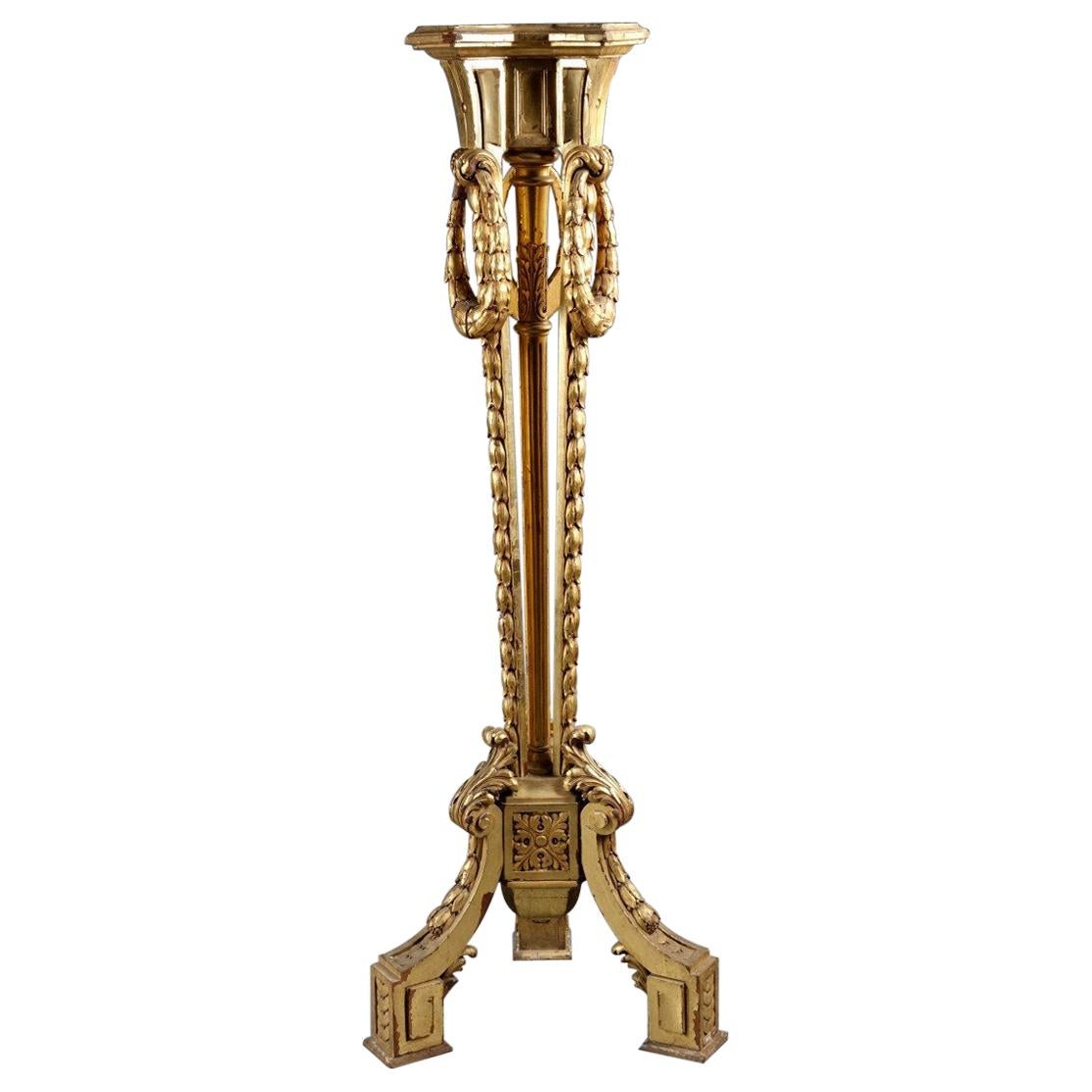 19th Century Gilded Wooden Pedestal