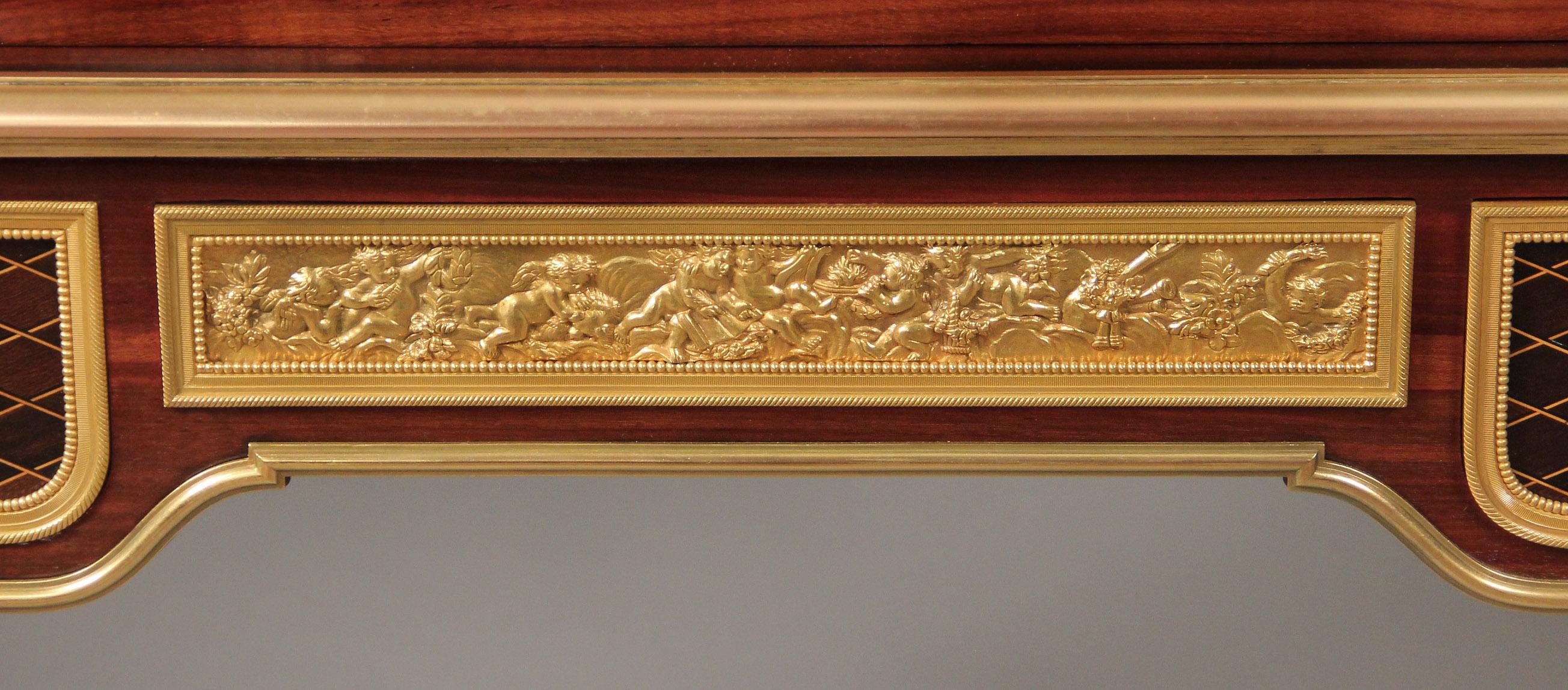 French 19th Century Gilt Bronze Mounted Bureau à Cylindre Possibly by François Linke For Sale