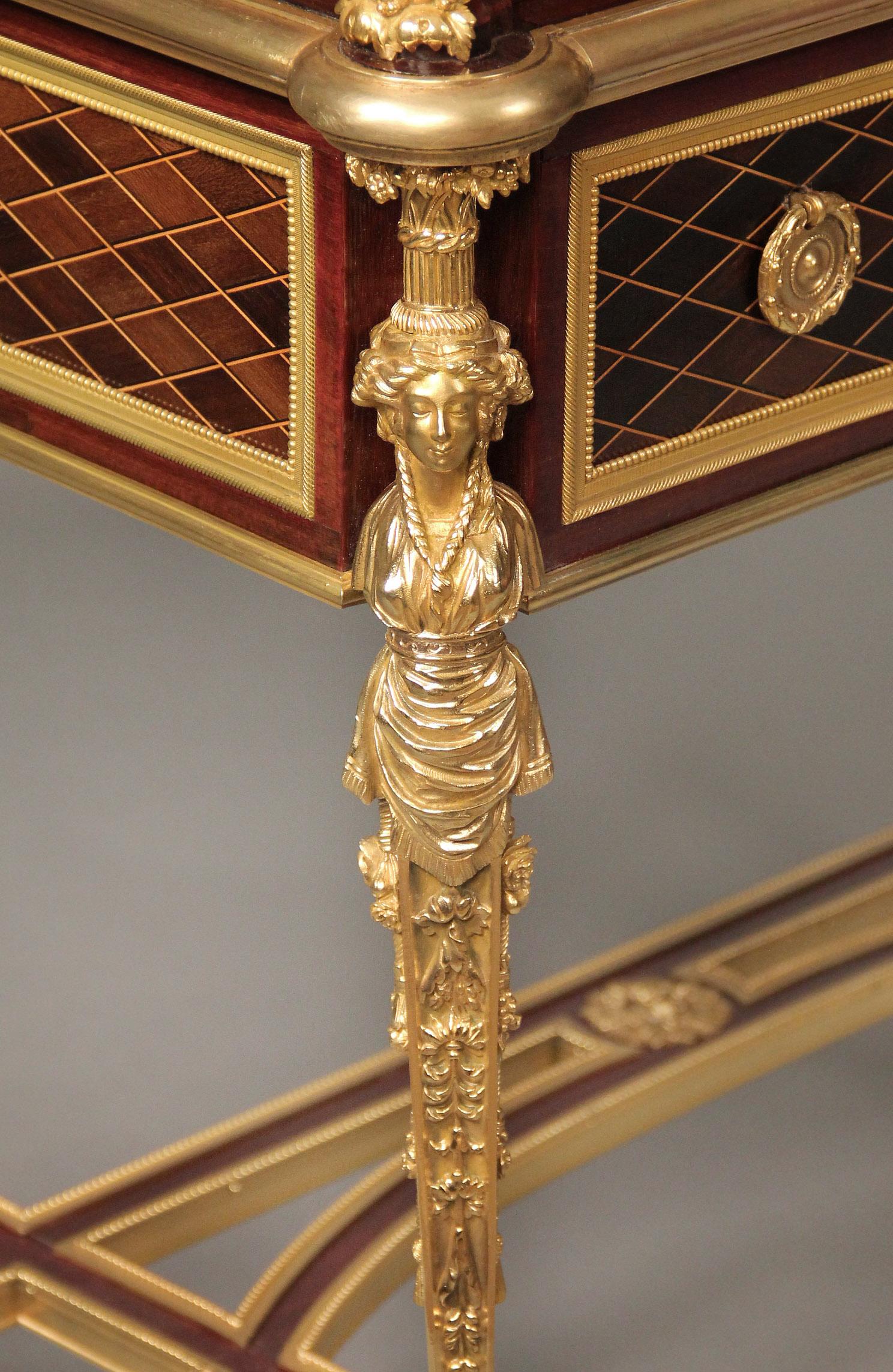 Vergoldete Bronze des 19. Jahrhunderts Bureau à Cylindre Möglicherweise von François Linke (Leder) im Angebot