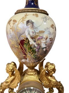 A 19th Century Gilt Bronze & Porcelain Mantel Clock Retailed by Tiffany & Co.
