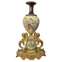A 19th Century Gilt Bronze & Porcelain Mantel Clock Retailed by Tiffany & Co.