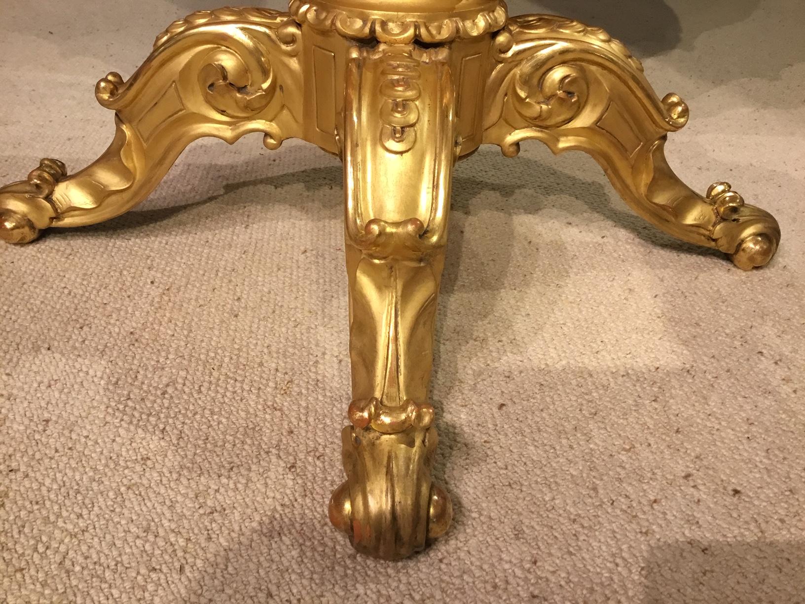 19th Century Giltwood and Marquetry Centre Table by the Falcini Brothers For Sale 3